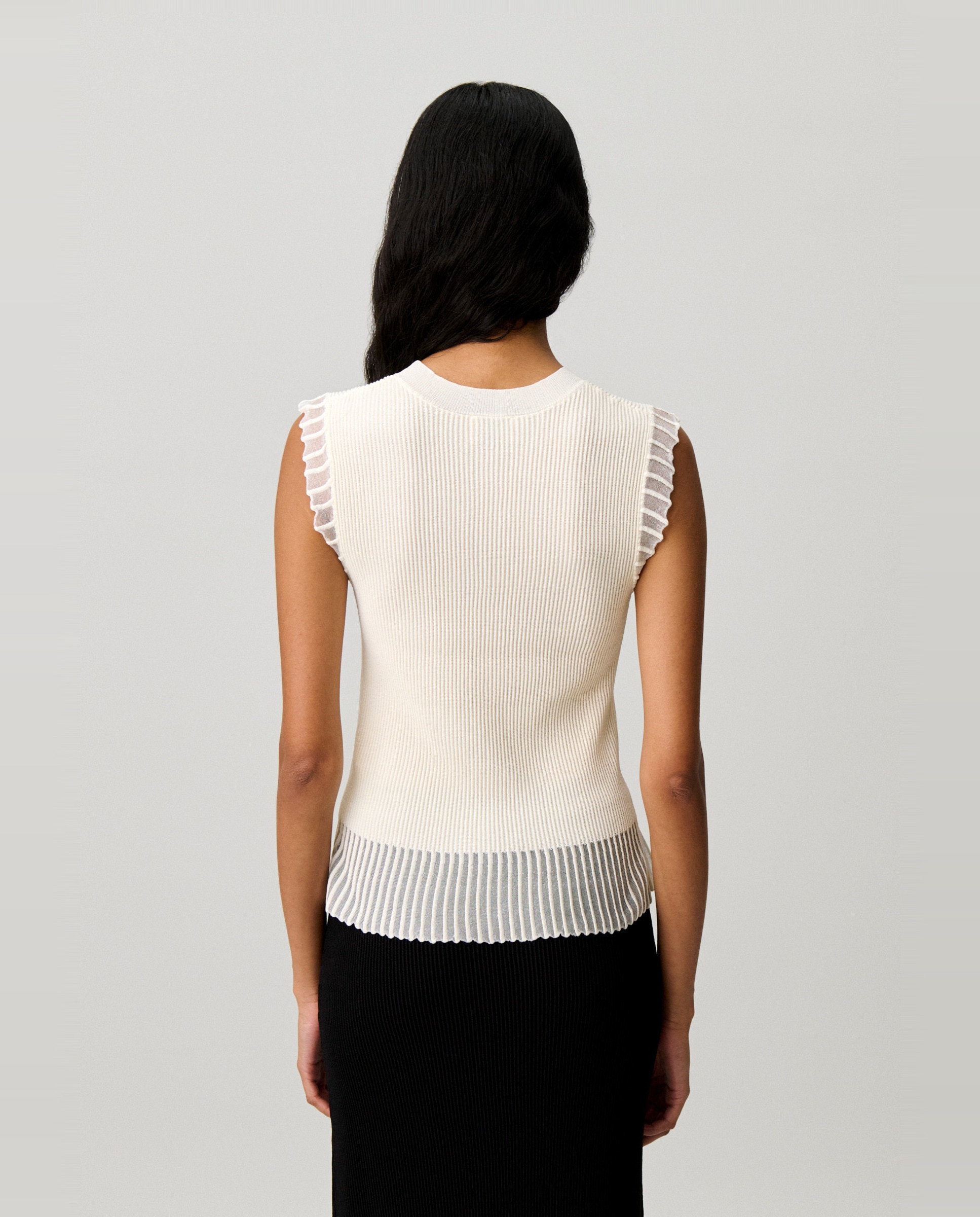 Top de punto de mujer cuello alto sin mangas - Claudie Pierlot - Blanco Blanco-2