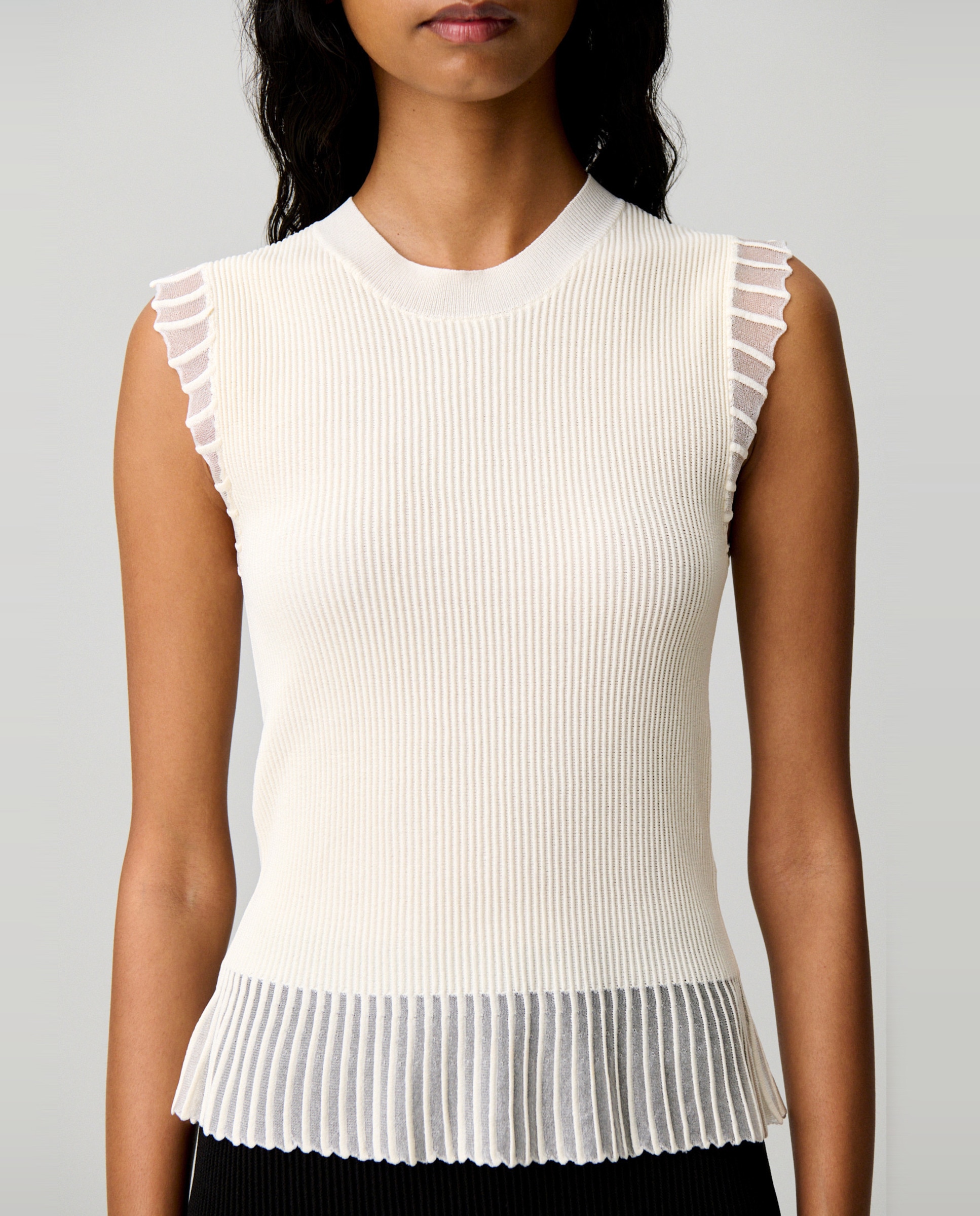 Top de punto de mujer cuello alto sin mangas - Claudie Pierlot - Blanco Blanco-5
