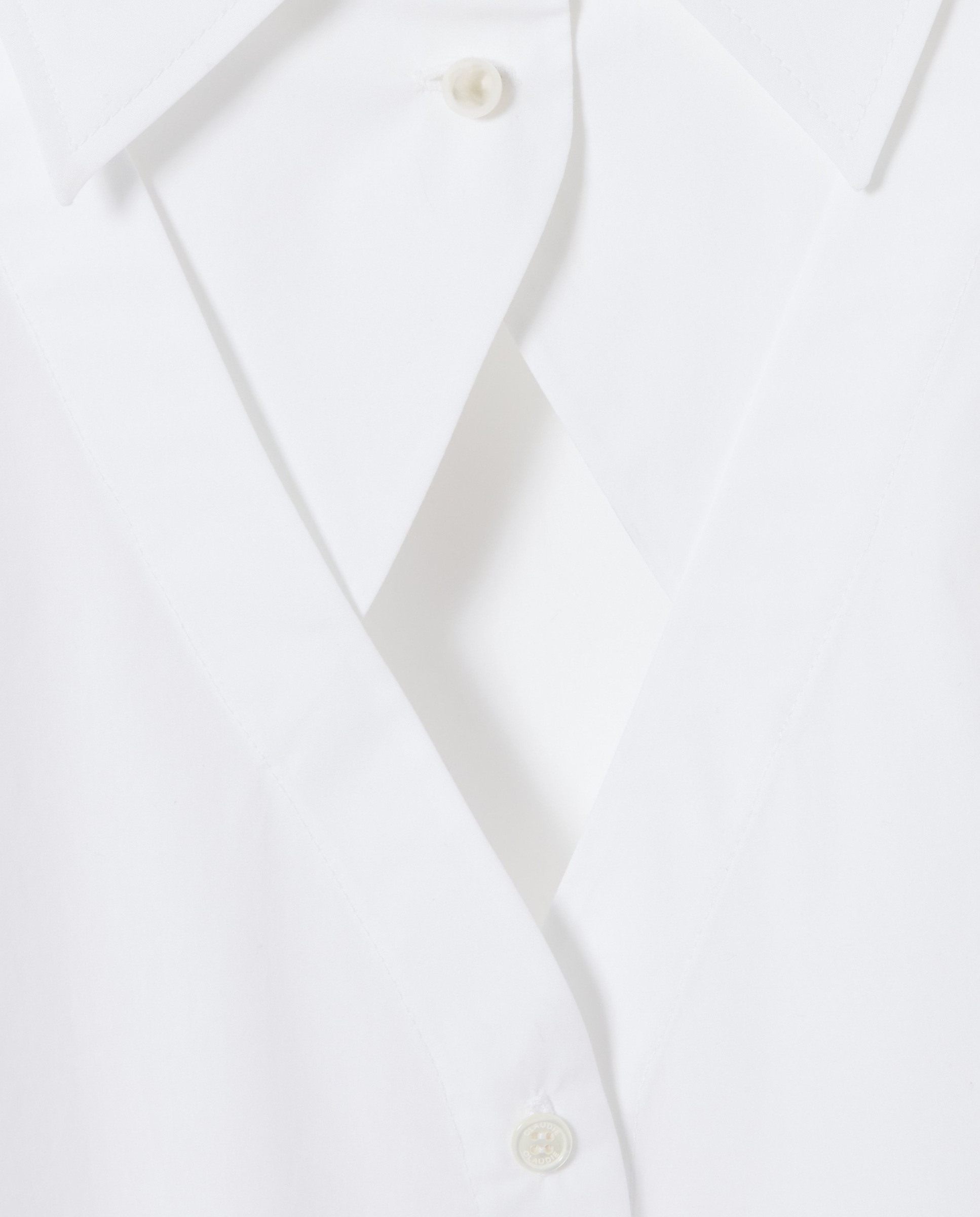 Camisa de mujer de popelín 100% algodón de manga larga con cuello camisero de falso v - Claudie Pierlot - Blanco Blanco-7