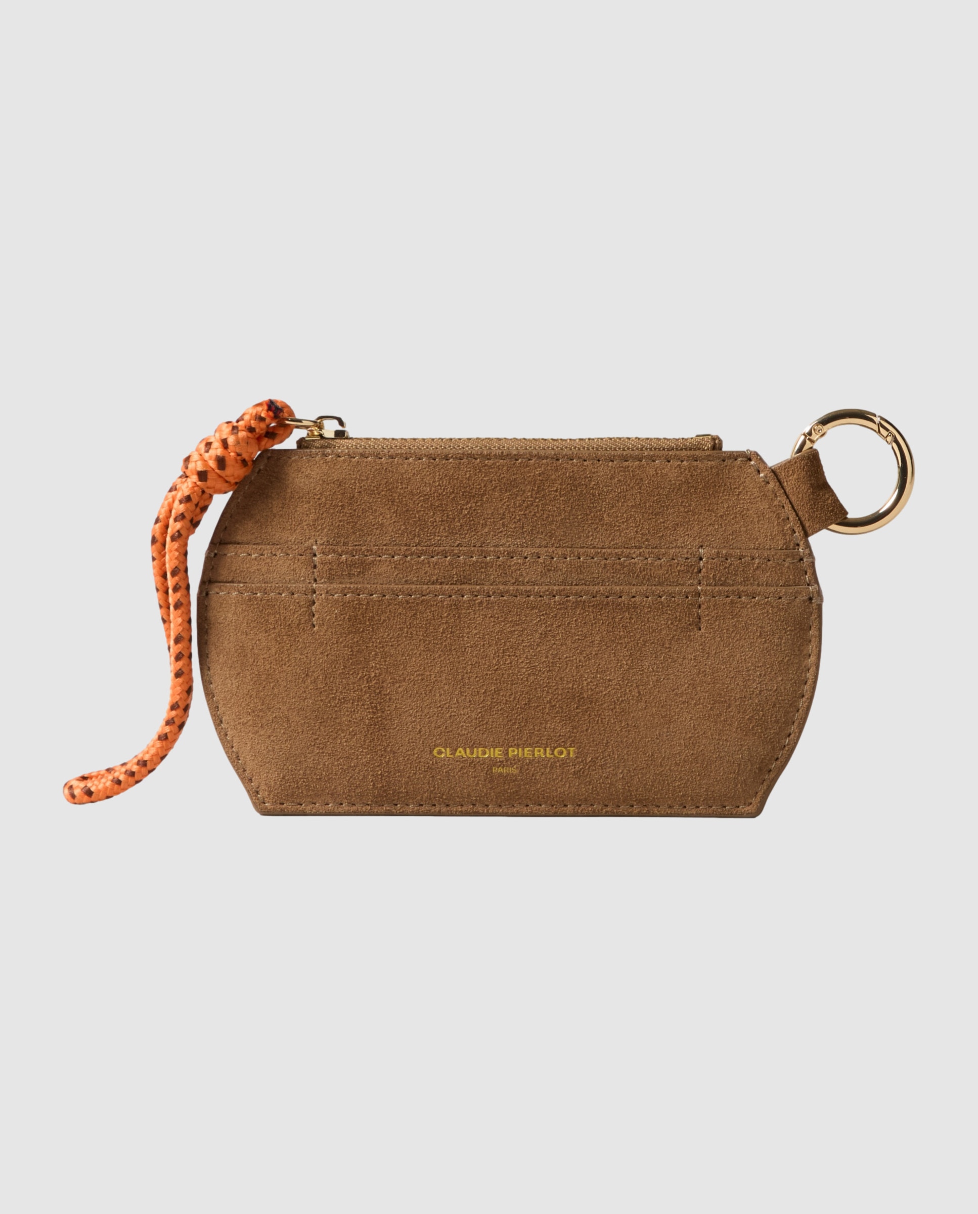 Tarjetero para mujer pequeño en ante beige con cremallera - Claudie Pierlot - Beige Beige-1