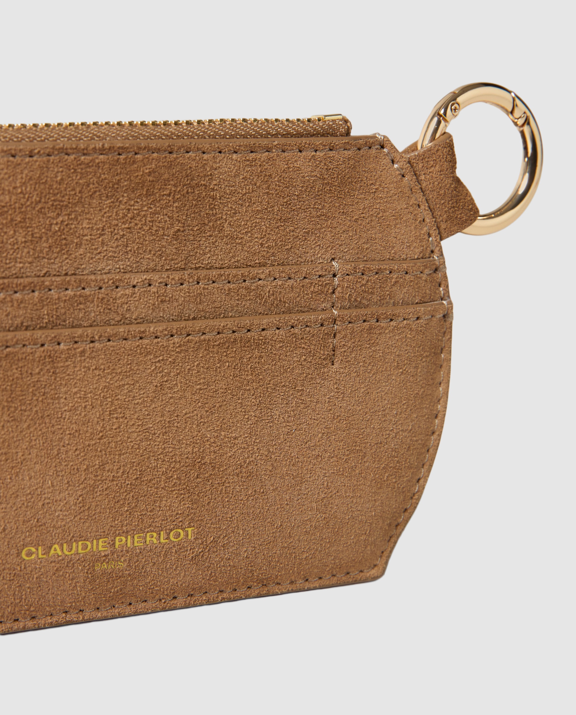 Tarjetero para mujer pequeño en ante beige con cremallera - Claudie Pierlot - Beige Beige-2