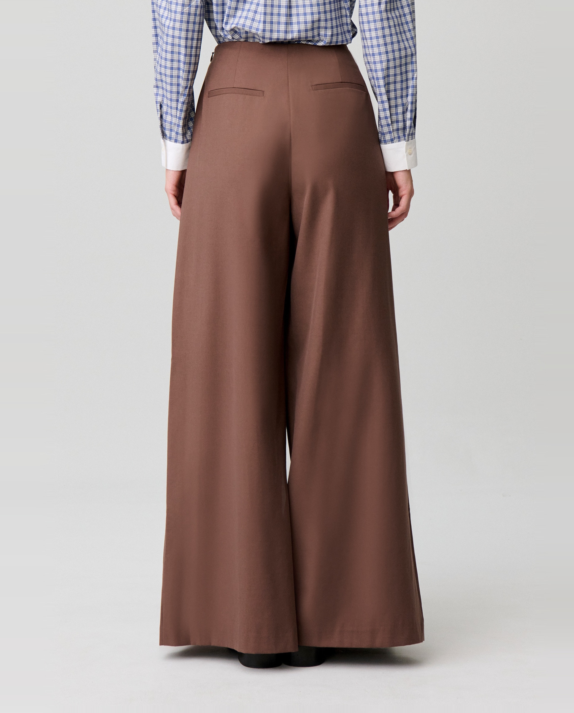 Pantalones anchos de mujer tiro alto plisados - Claudie Pierlot - Marrón Marrón-4