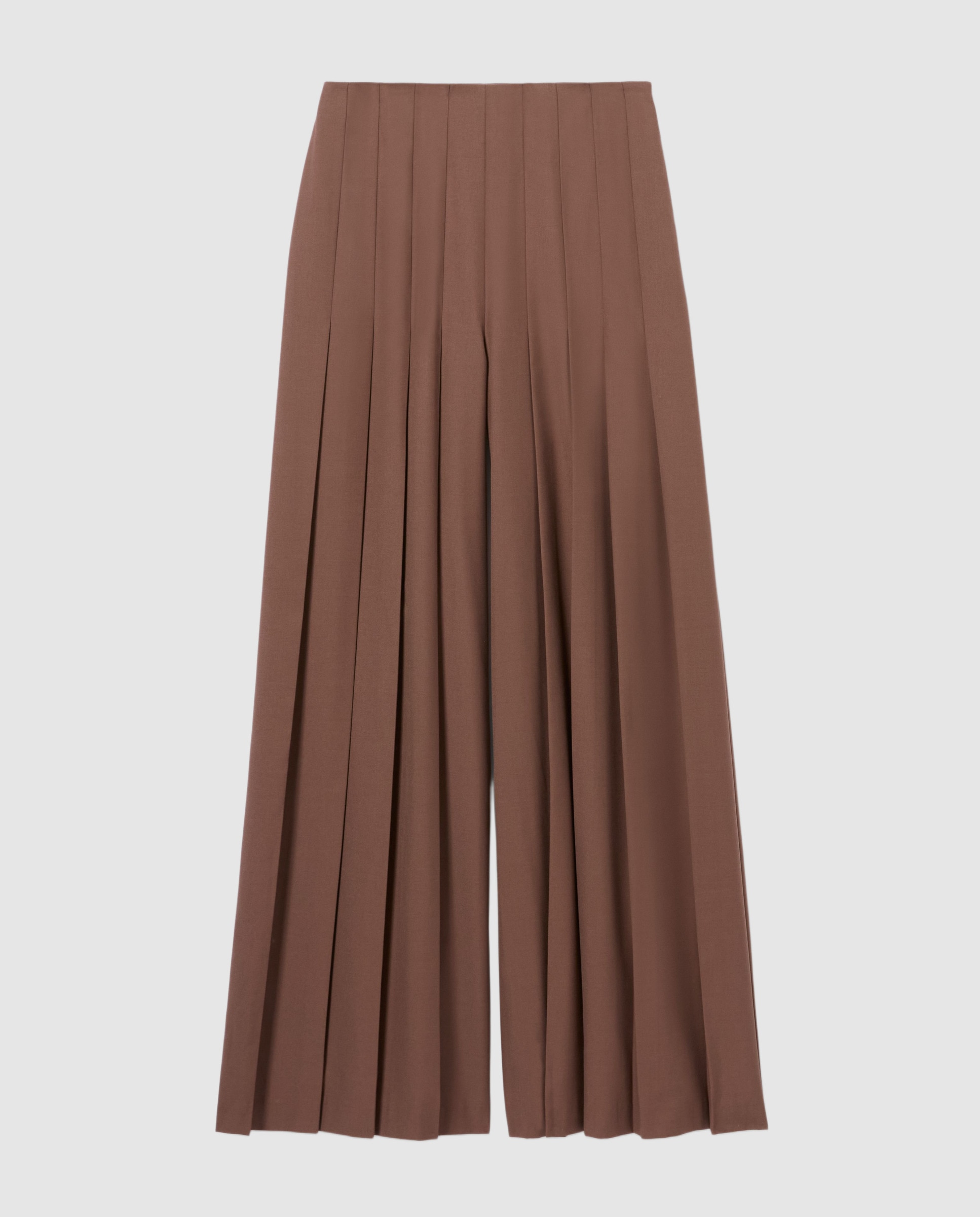 Pantalones anchos de mujer tiro alto plisados - Claudie Pierlot - Marrón Marrón-6