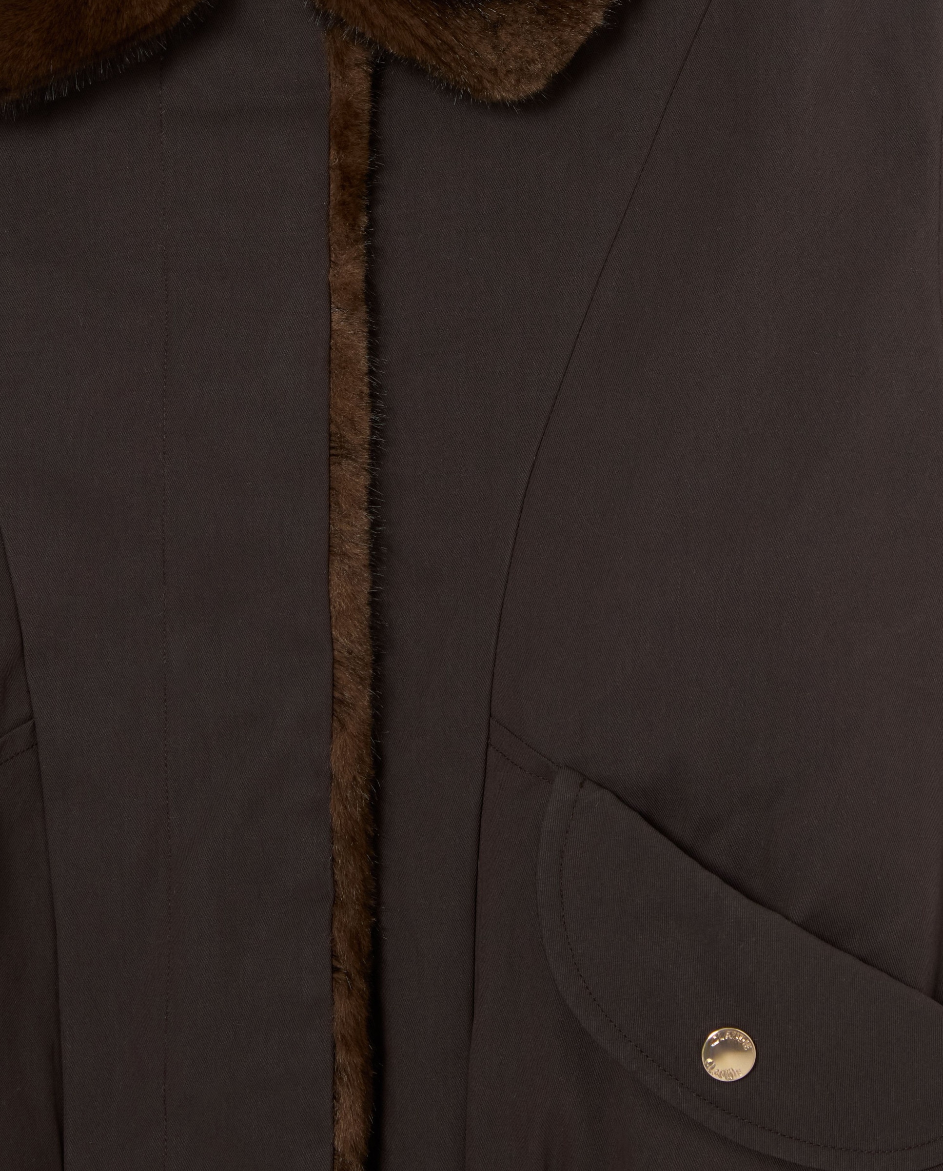 Parka de mujer corta reversible de nailon repelente al agua y pelo sintético - Claudie Pierlot - Marrón Marrón-7
