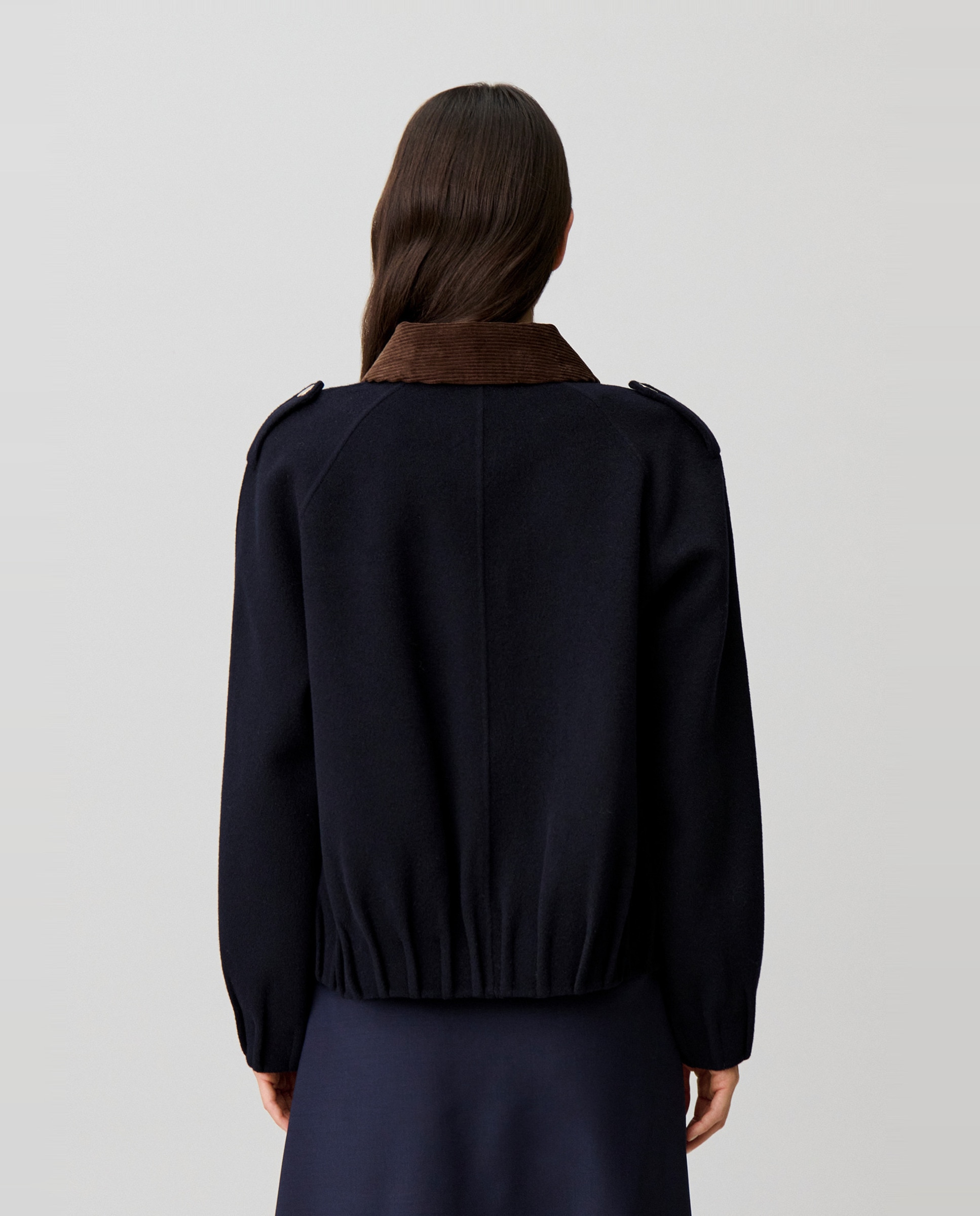 Cazadora de punto de mujer ancha con botones a presión dorados - Claudie Pierlot - Azul marino Azul marino-2