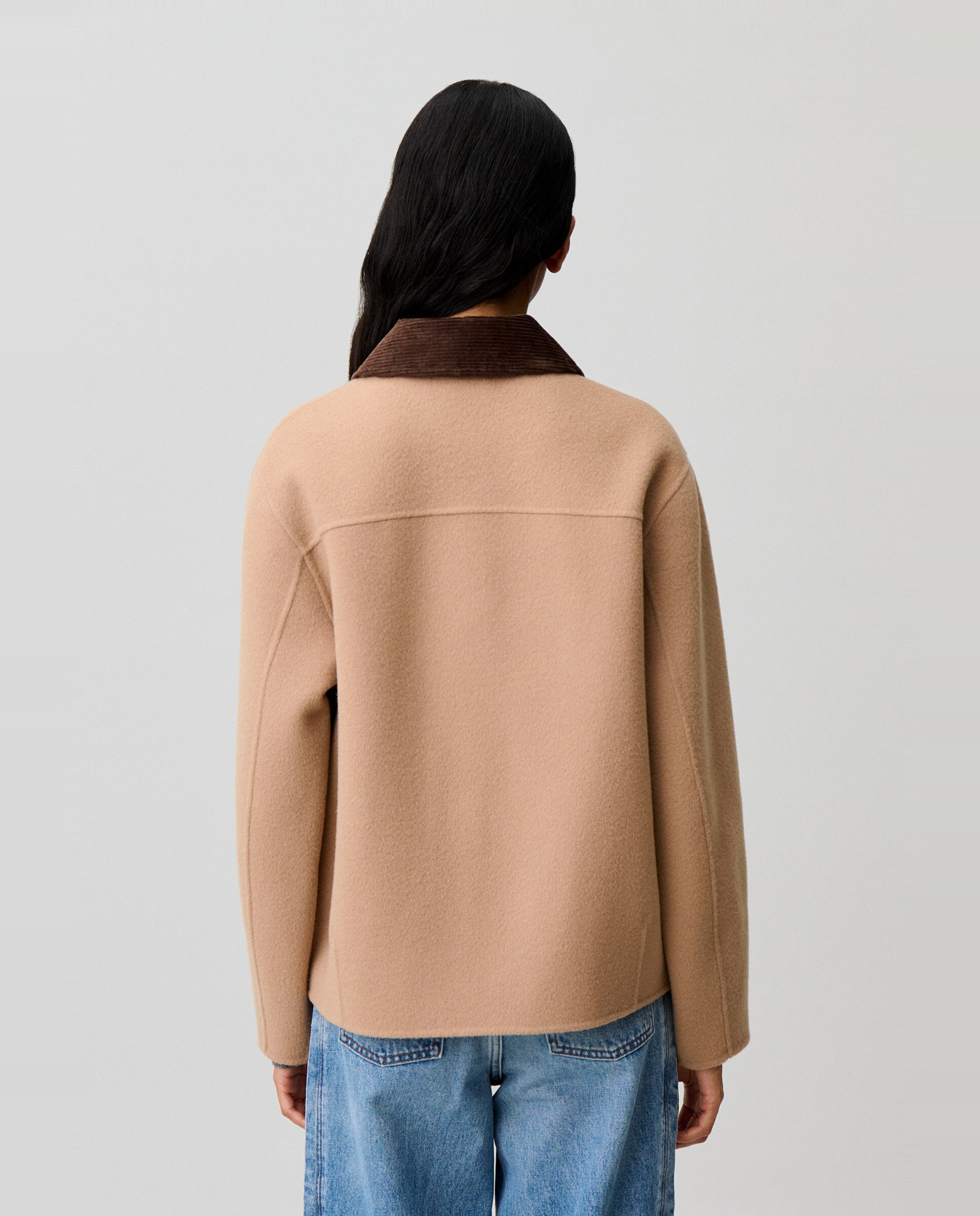 Abrigo de paño de mujer corto con lana - Claudie Pierlot - Beige Beige-2