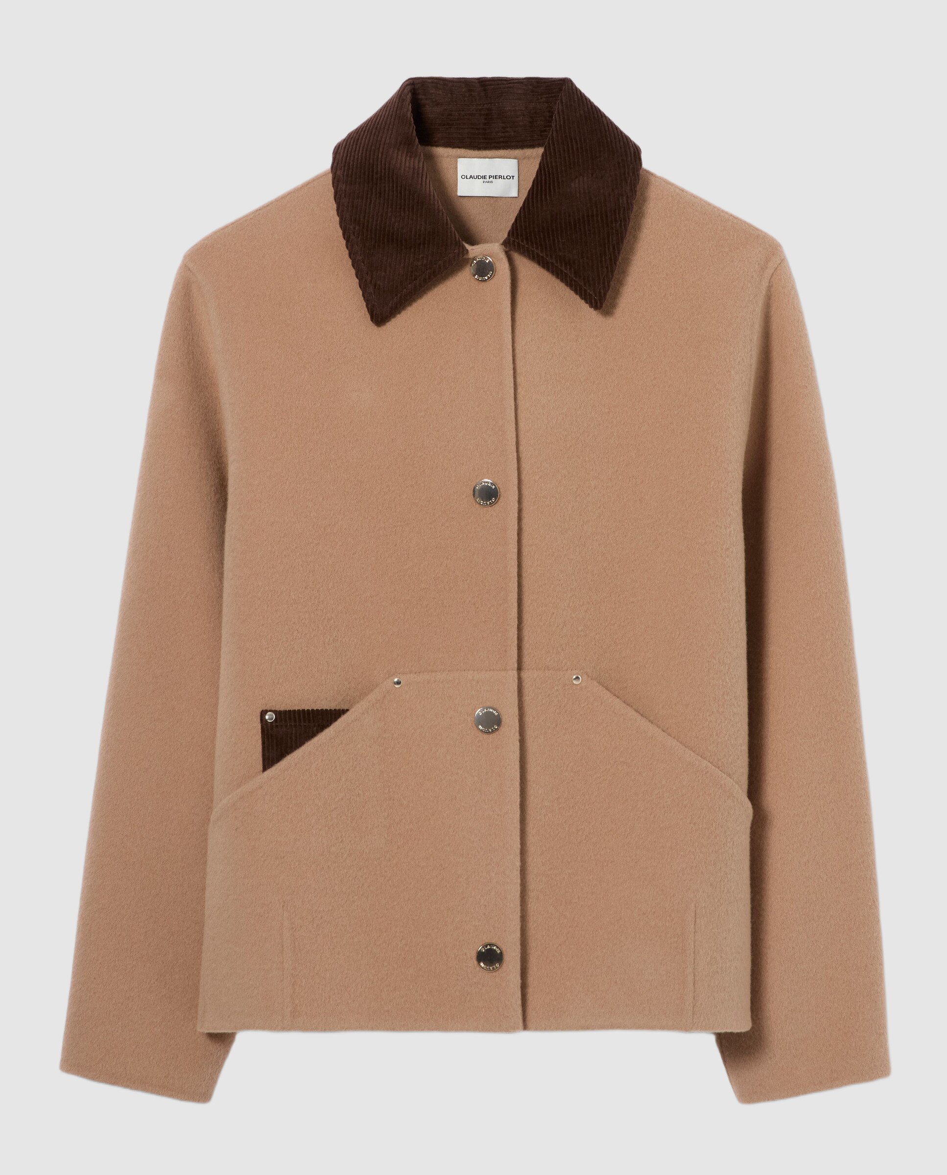 Abrigo de paño de mujer corto con lana - Claudie Pierlot - Beige Beige-6