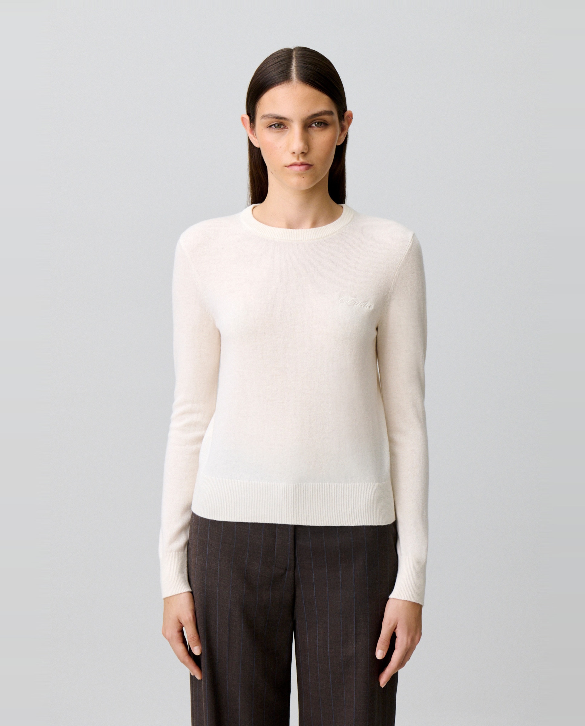 Jersey de punto de mujer con fular y joya extraíbles - Claudie Pierlot - Blanco Blanco-6