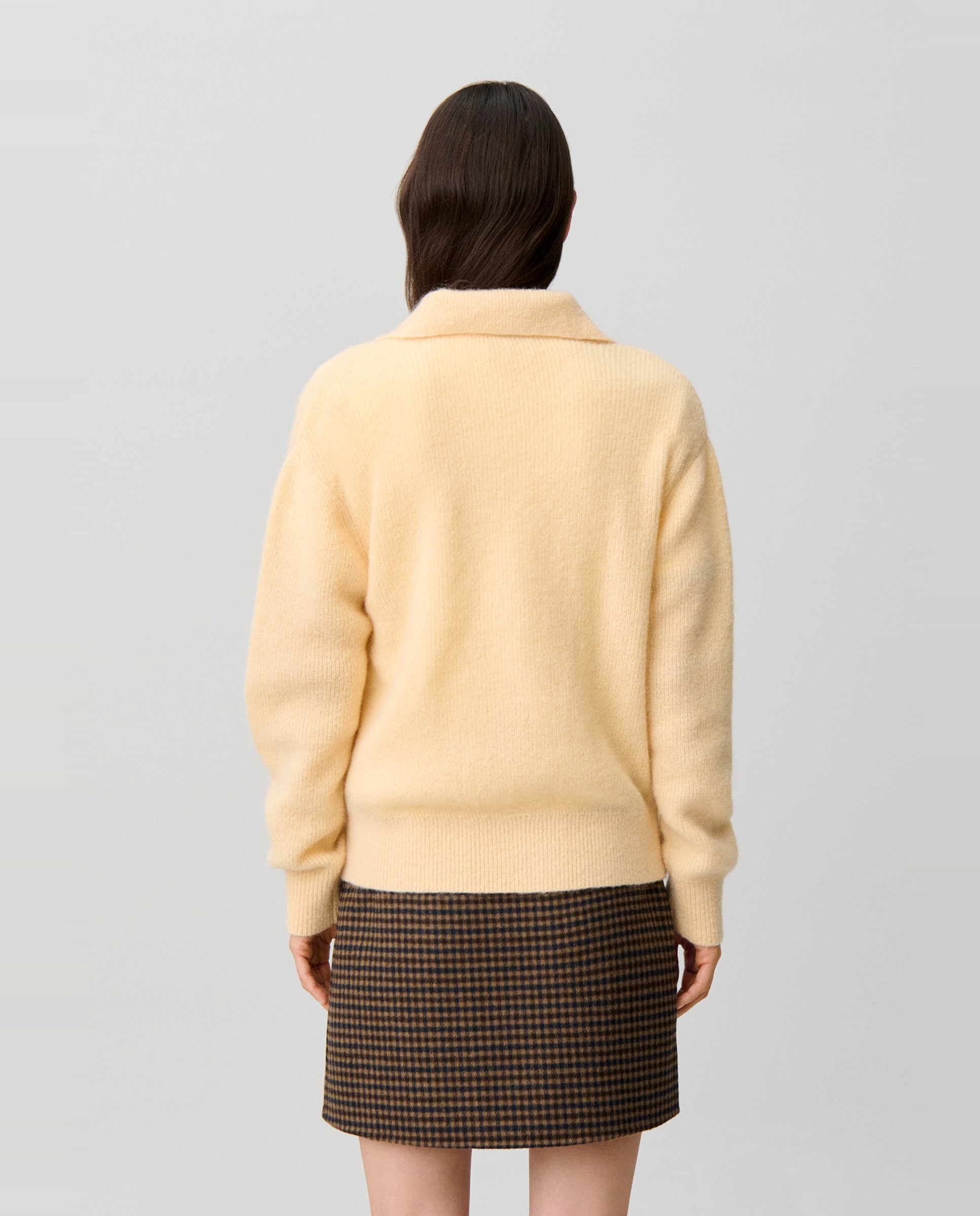 Jersey de punto de mujer de pelo con cuello camisero - Claudie Pierlot - Amarillo Amarillo-2