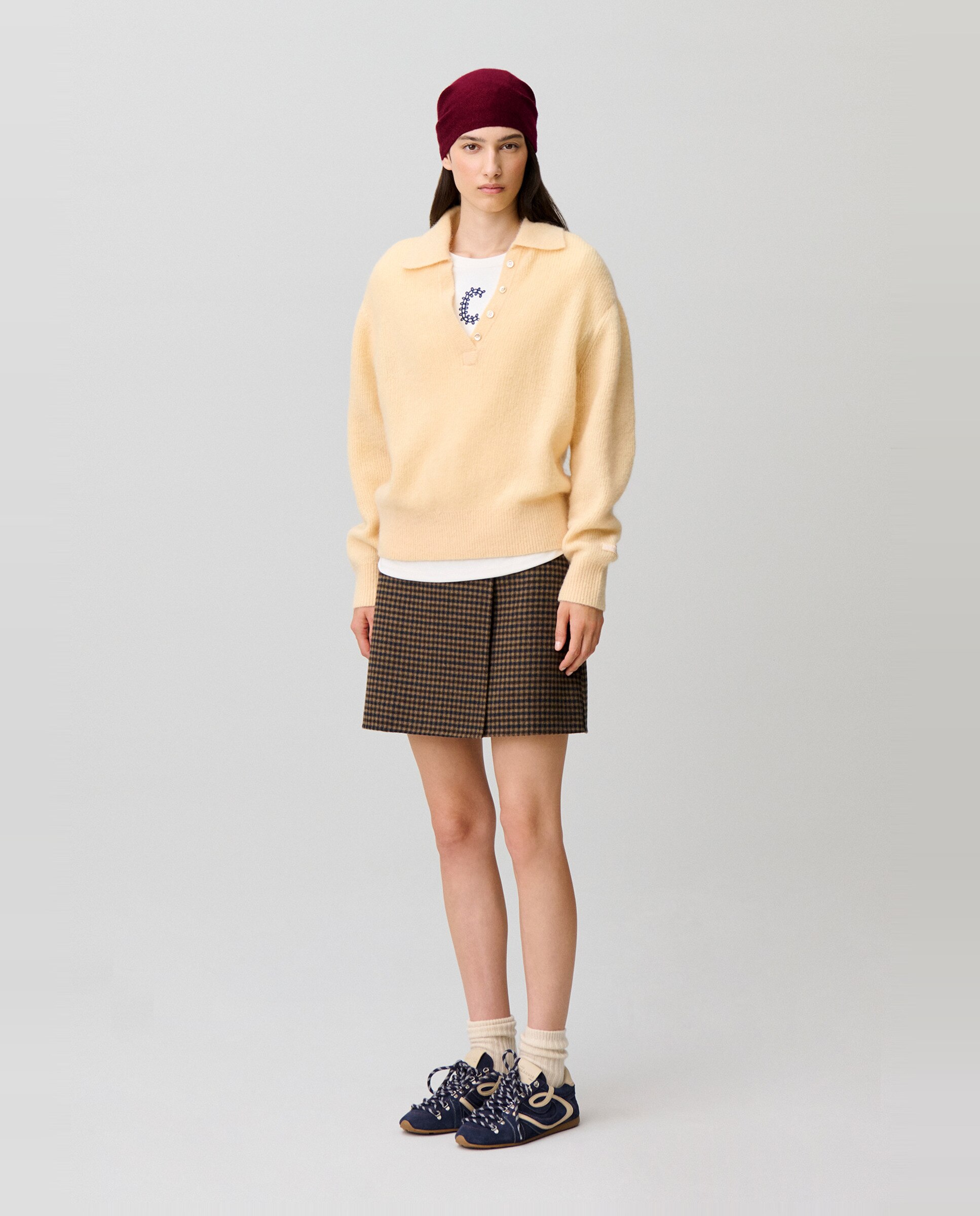 Jersey de punto de mujer de pelo con cuello camisero - Claudie Pierlot - Amarillo Amarillo-4