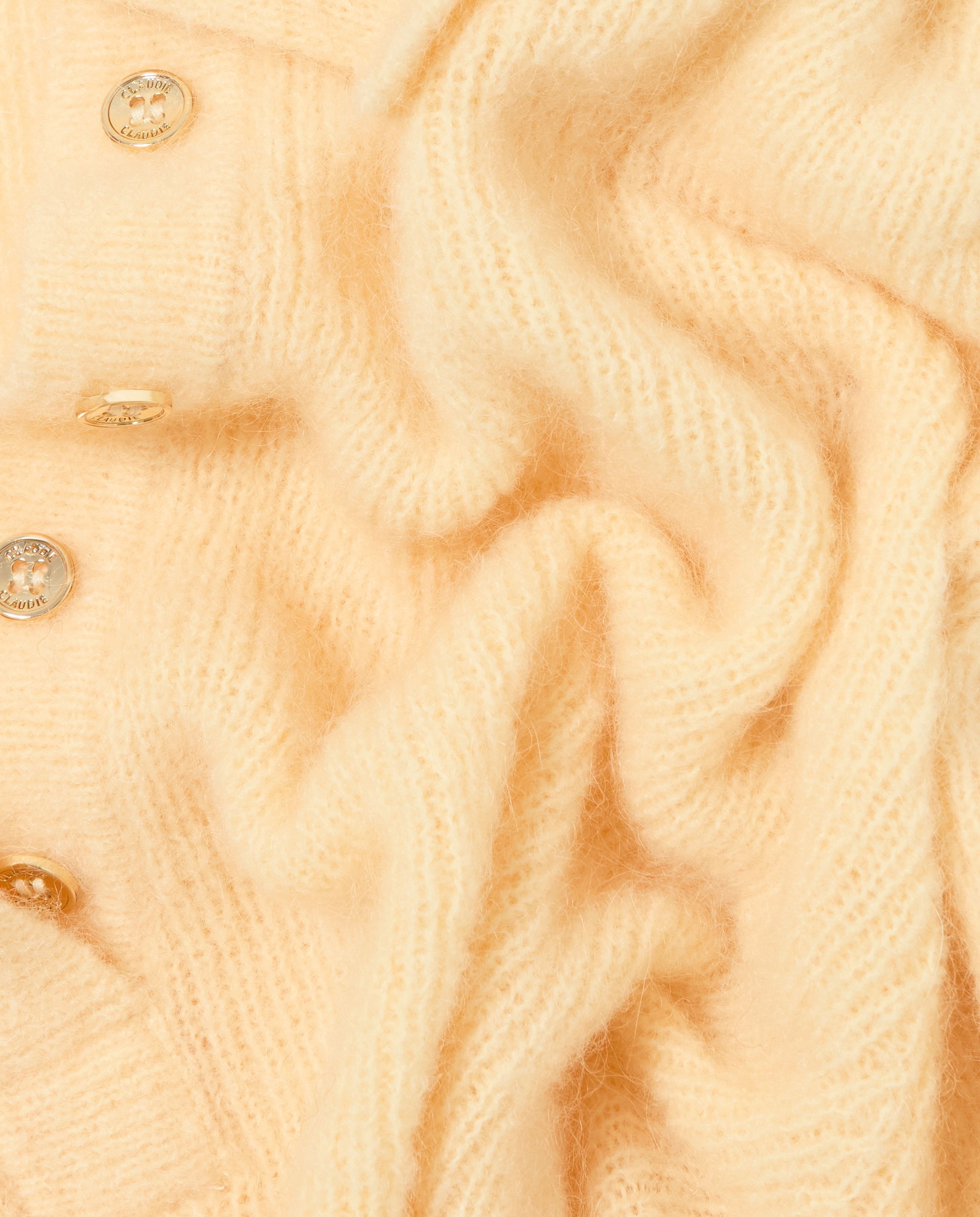 Jersey de punto de mujer de pelo con cuello camisero - Claudie Pierlot - Amarillo Amarillo-7
