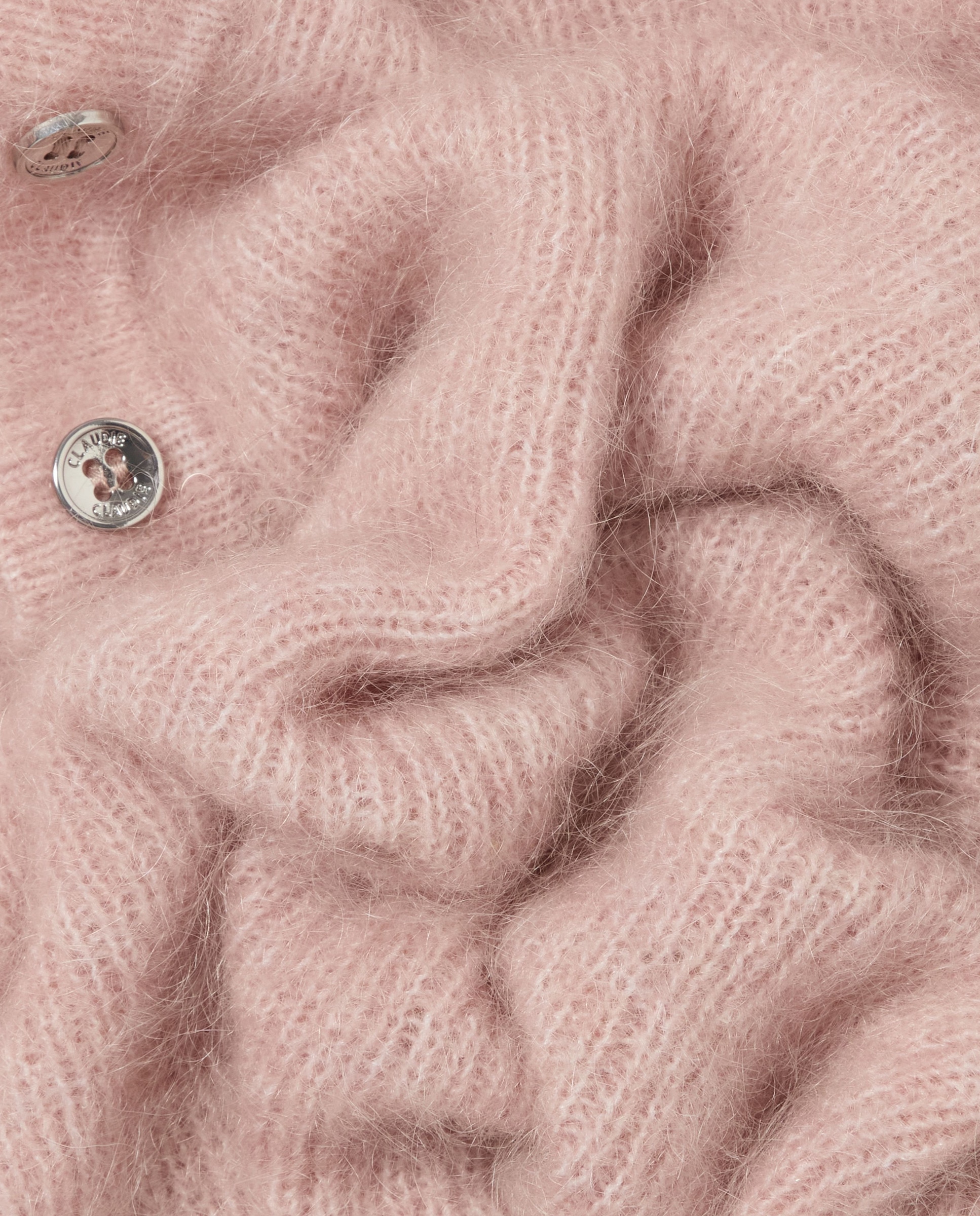 Jersey de punto de mujer de pelo con cuello camisero - Claudie Pierlot - Rosa Rosa-7