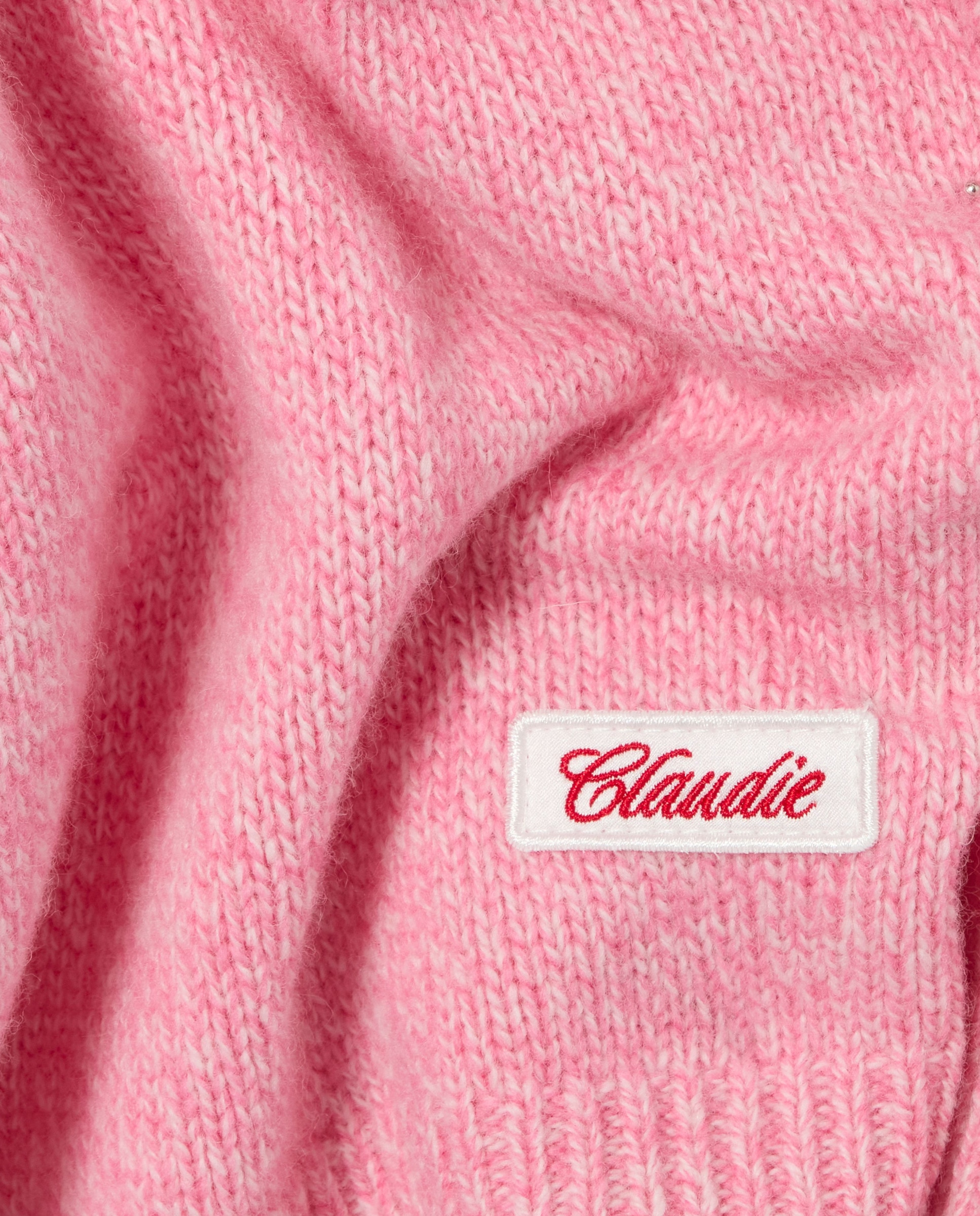 Jersey de mujer mouliné con escote v y cuello camisero desmontable - Claudie Pierlot - Rosa Rosa-7