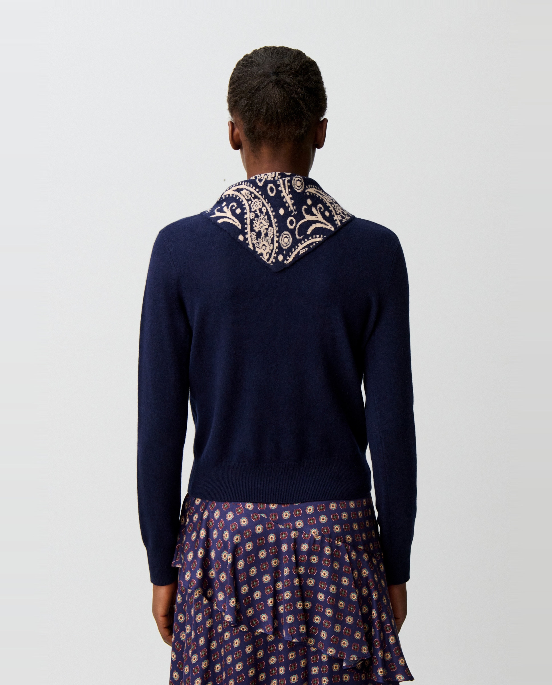 Jersey de punto de mujer con joya corazón dorado y pañuelo estampado desmontables - Claudie Pierlot - Multicolor Multicolor-2