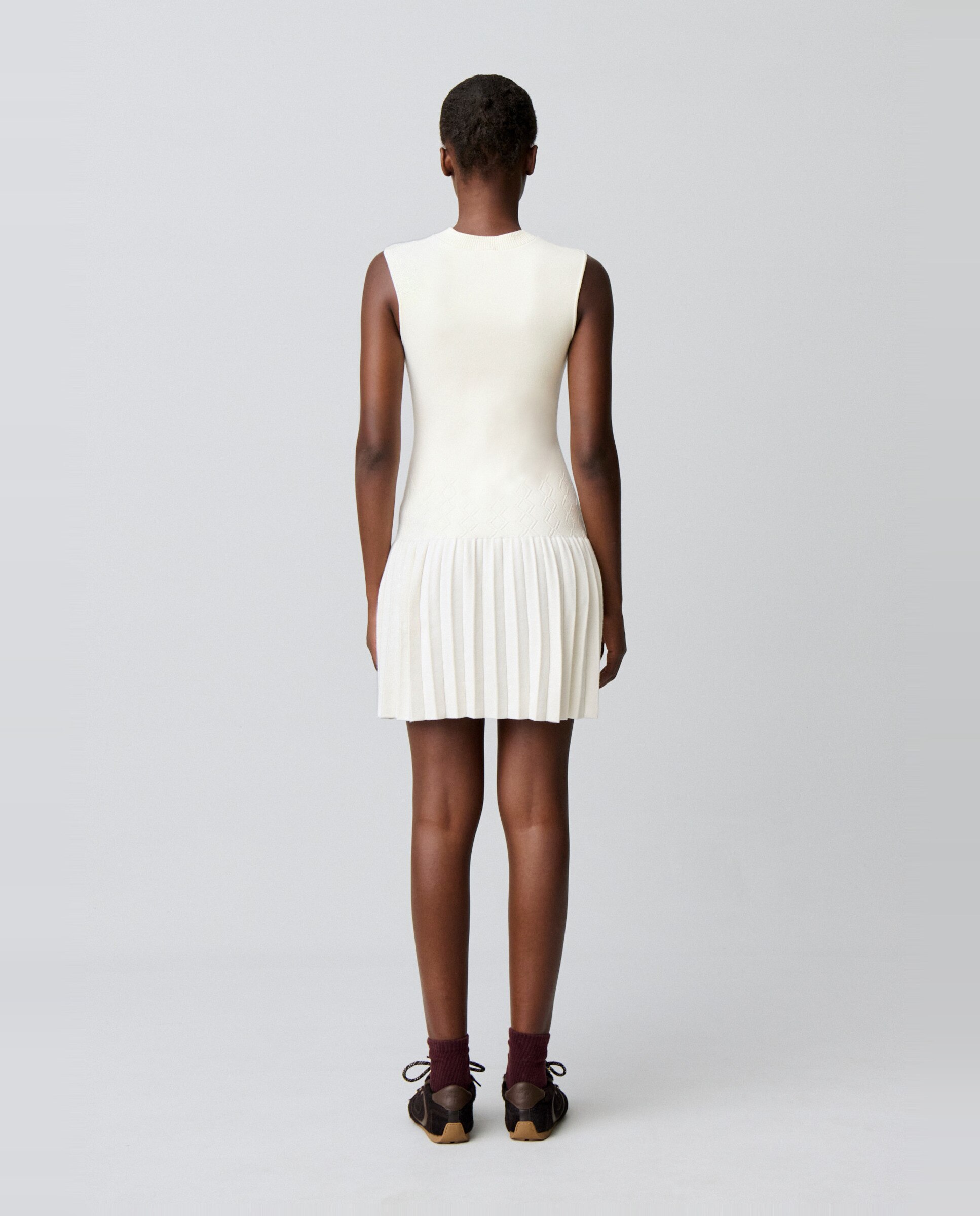 Vestido corto de punto plisado sin mangas - Claudie Pierlot - Blanco Blanco-3