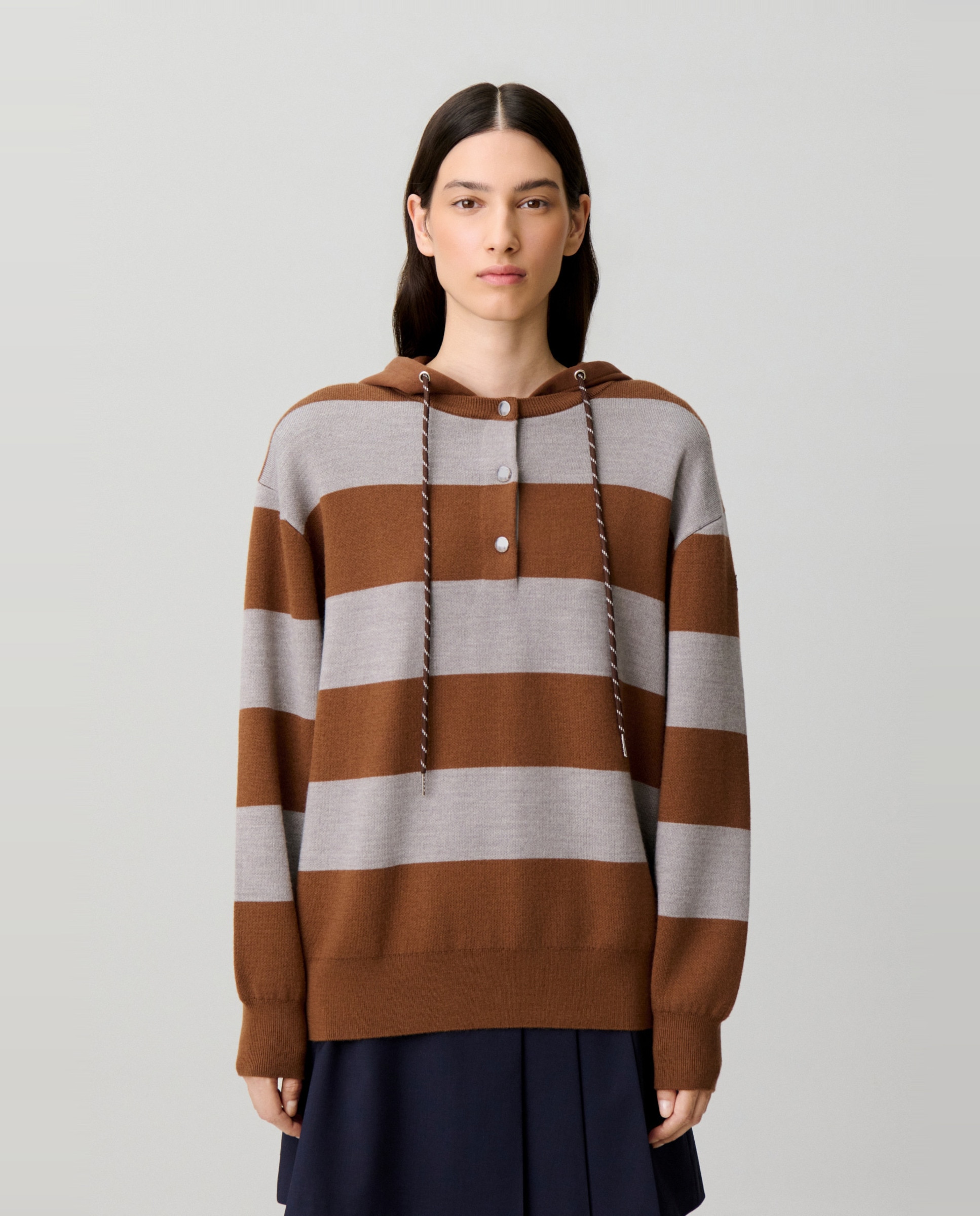 Jersey de punto de mujer ancho a rayas con capucha - Claudie Pierlot - Multicolor Multicolor-1