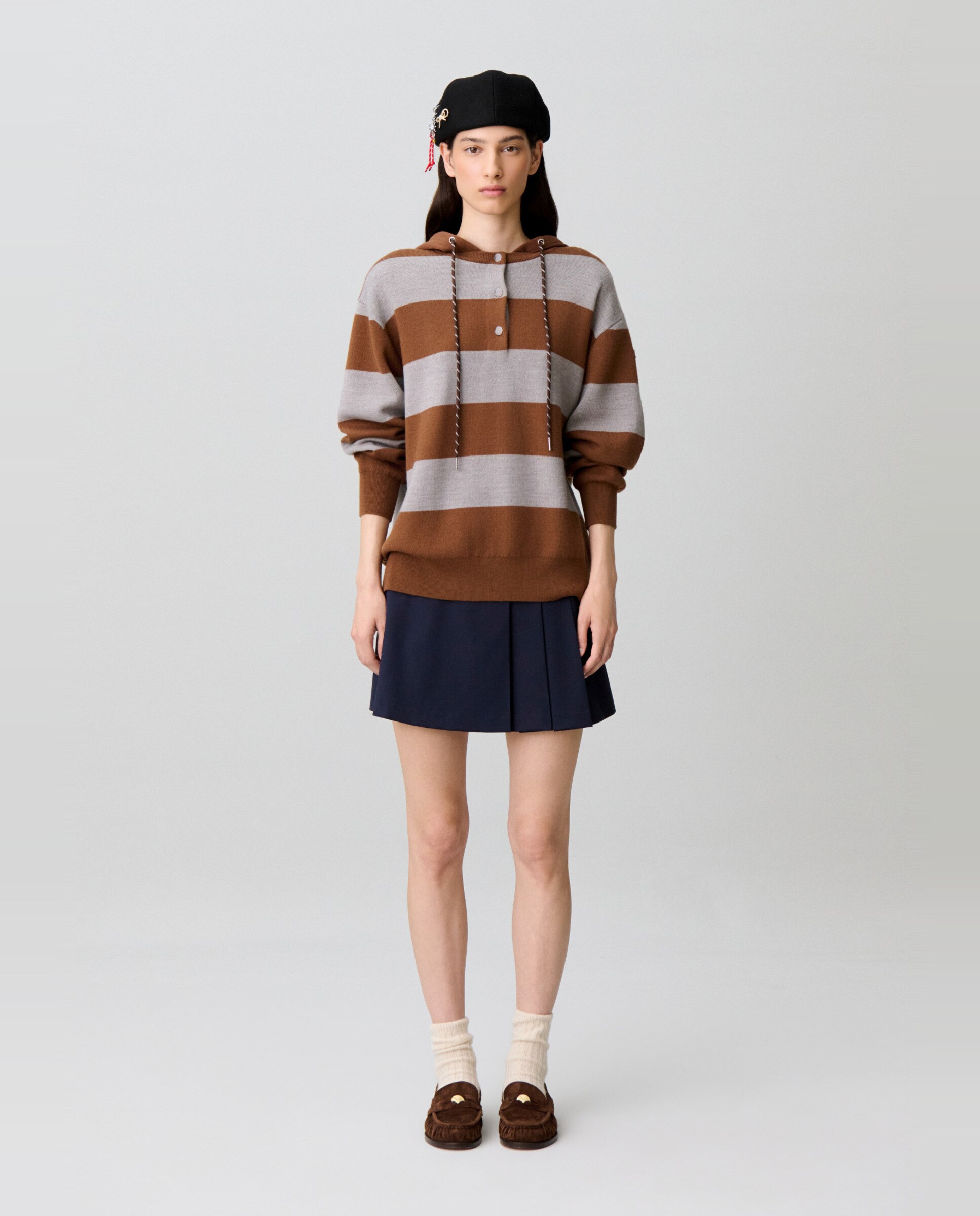 Jersey de punto de mujer ancho a rayas con capucha - Claudie Pierlot - Multicolor Multicolor-3