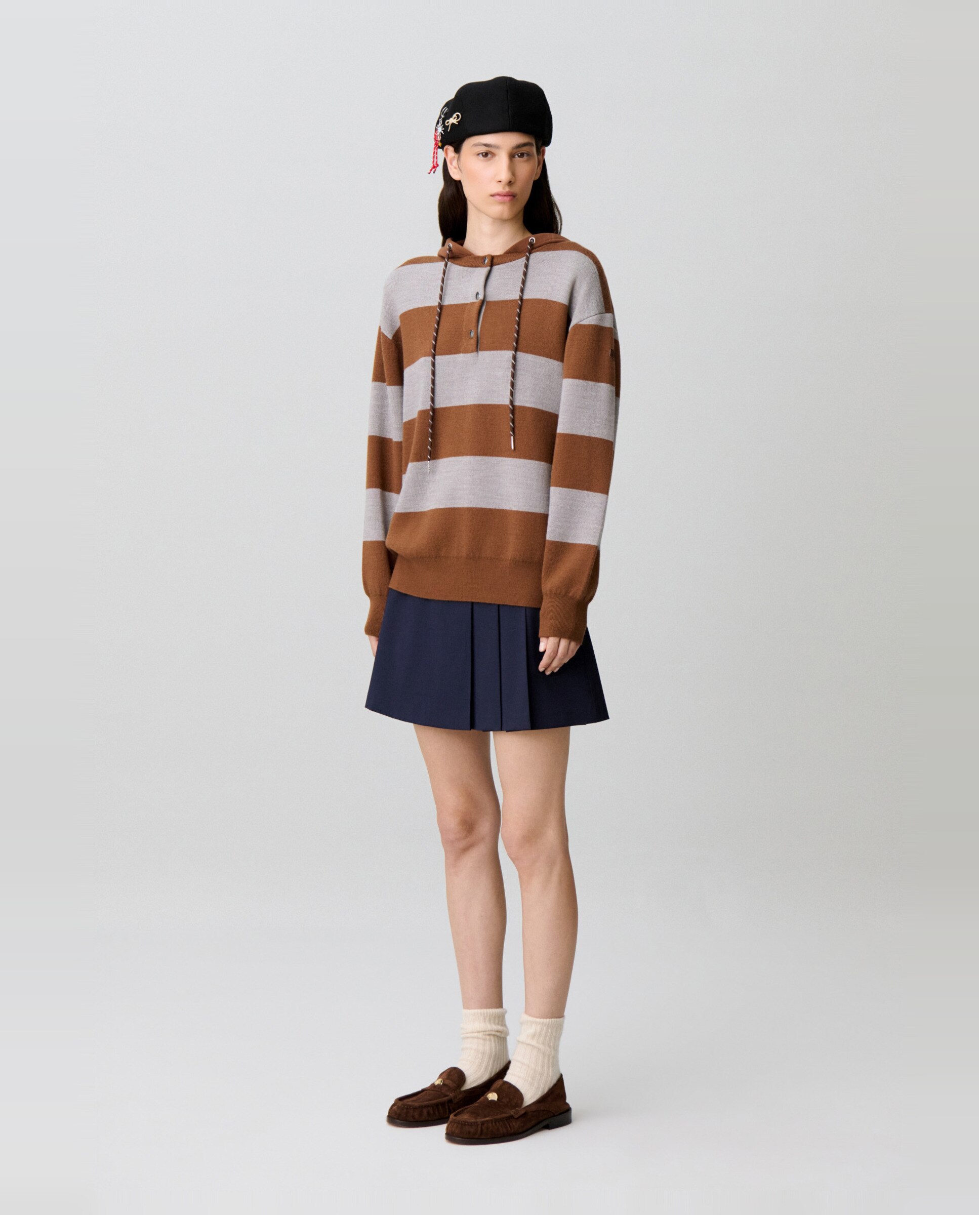 Jersey de punto de mujer ancho a rayas con capucha - Claudie Pierlot - Multicolor Multicolor-4