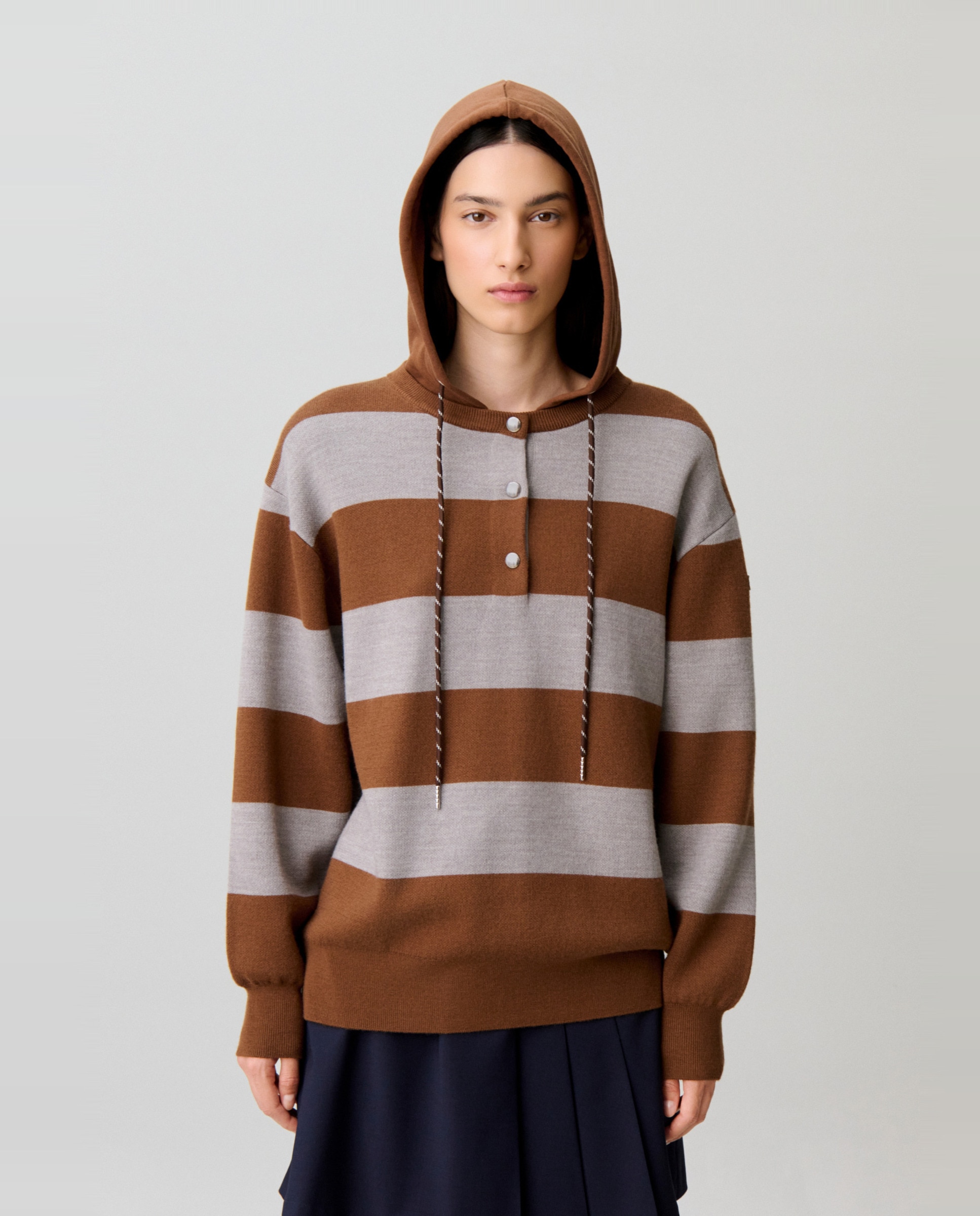 Jersey de punto de mujer ancho a rayas con capucha - Claudie Pierlot - Multicolor Multicolor-6