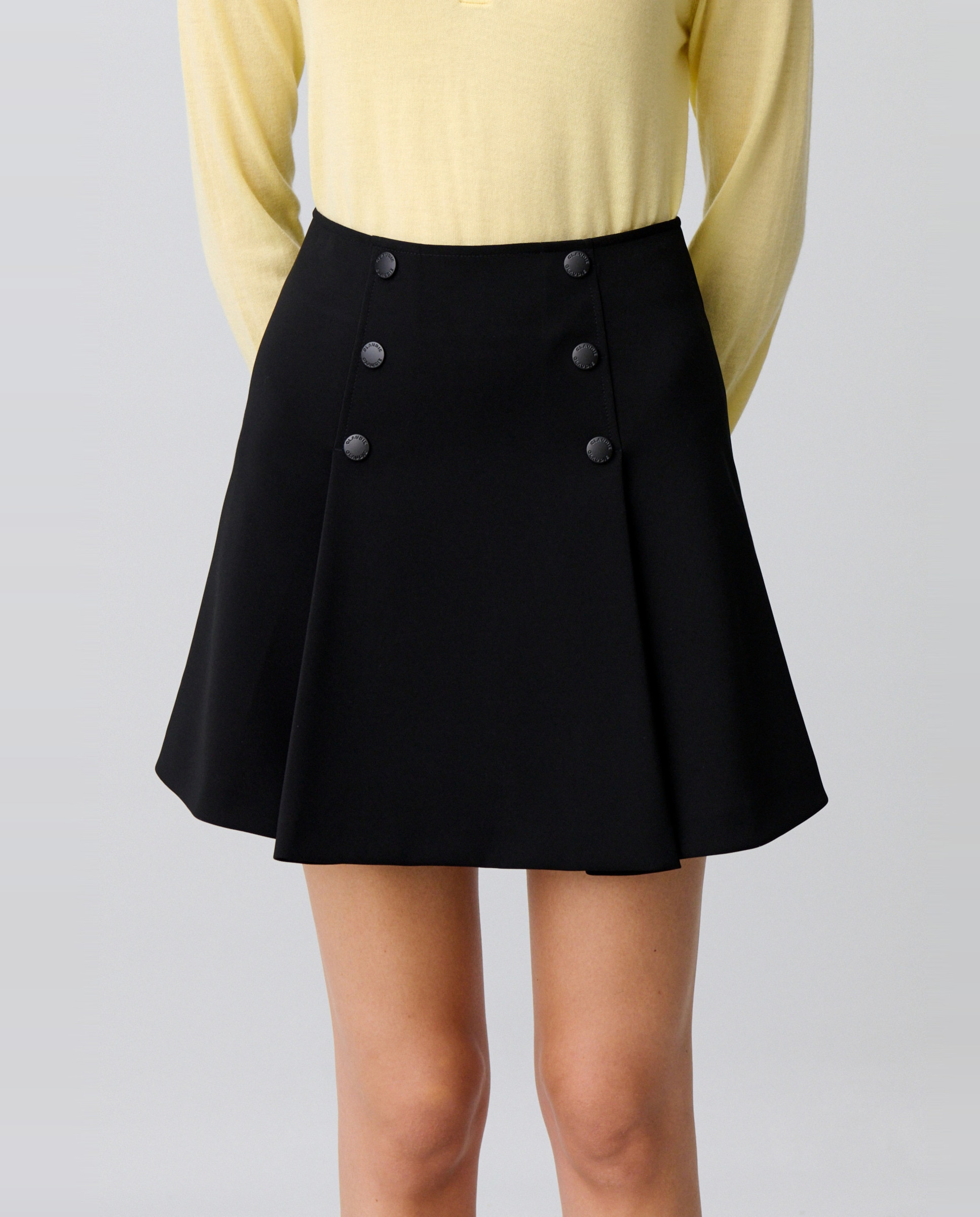Falda corta evasé con pliegues - Claudie Pierlot - Negro Negro-2