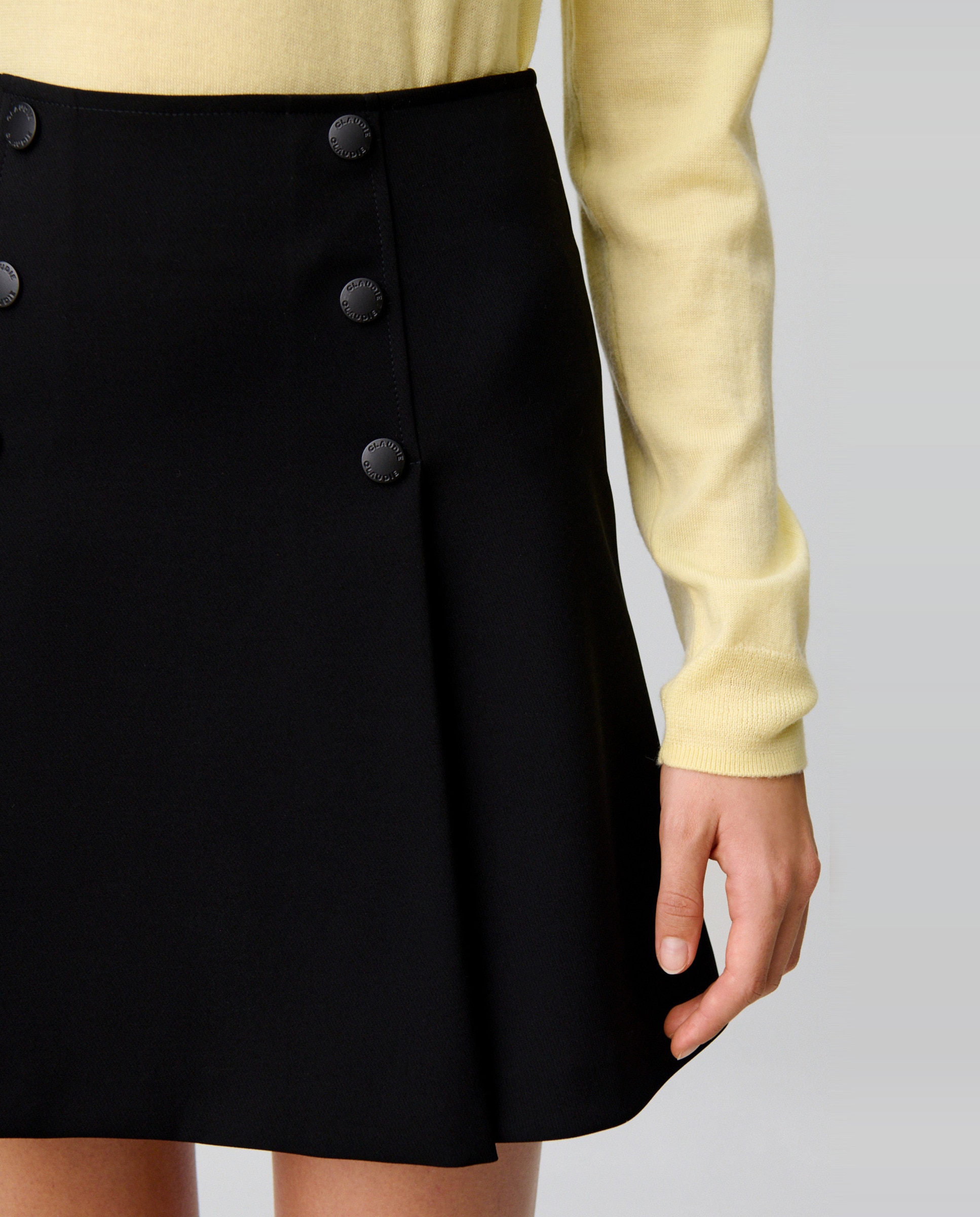 Falda corta evasé con pliegues - Claudie Pierlot - Negro Negro-5