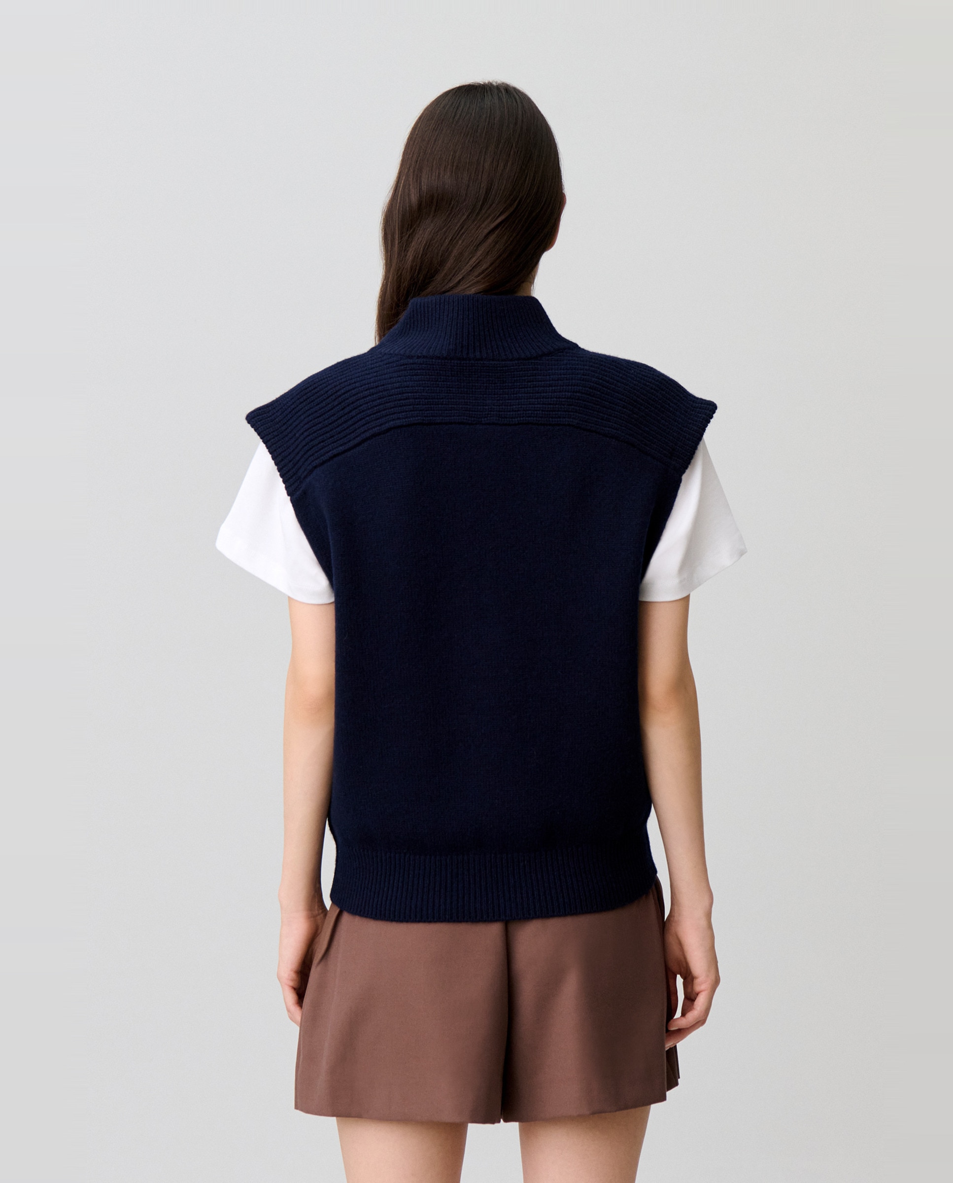 Chaleco de mujer 100% lana de corte holgado - Claudie Pierlot - Azul marino Azul marino-2