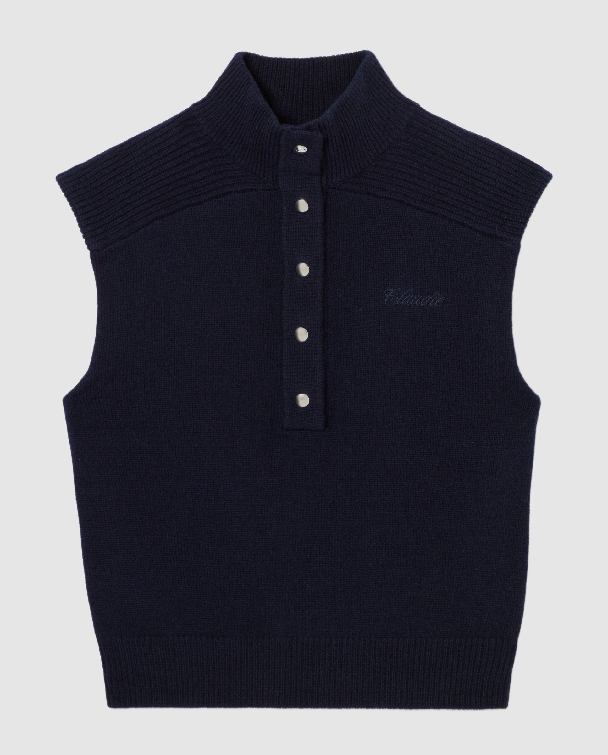 Chaleco de mujer 100% lana de corte holgado - Claudie Pierlot - Azul marino Azul marino-6