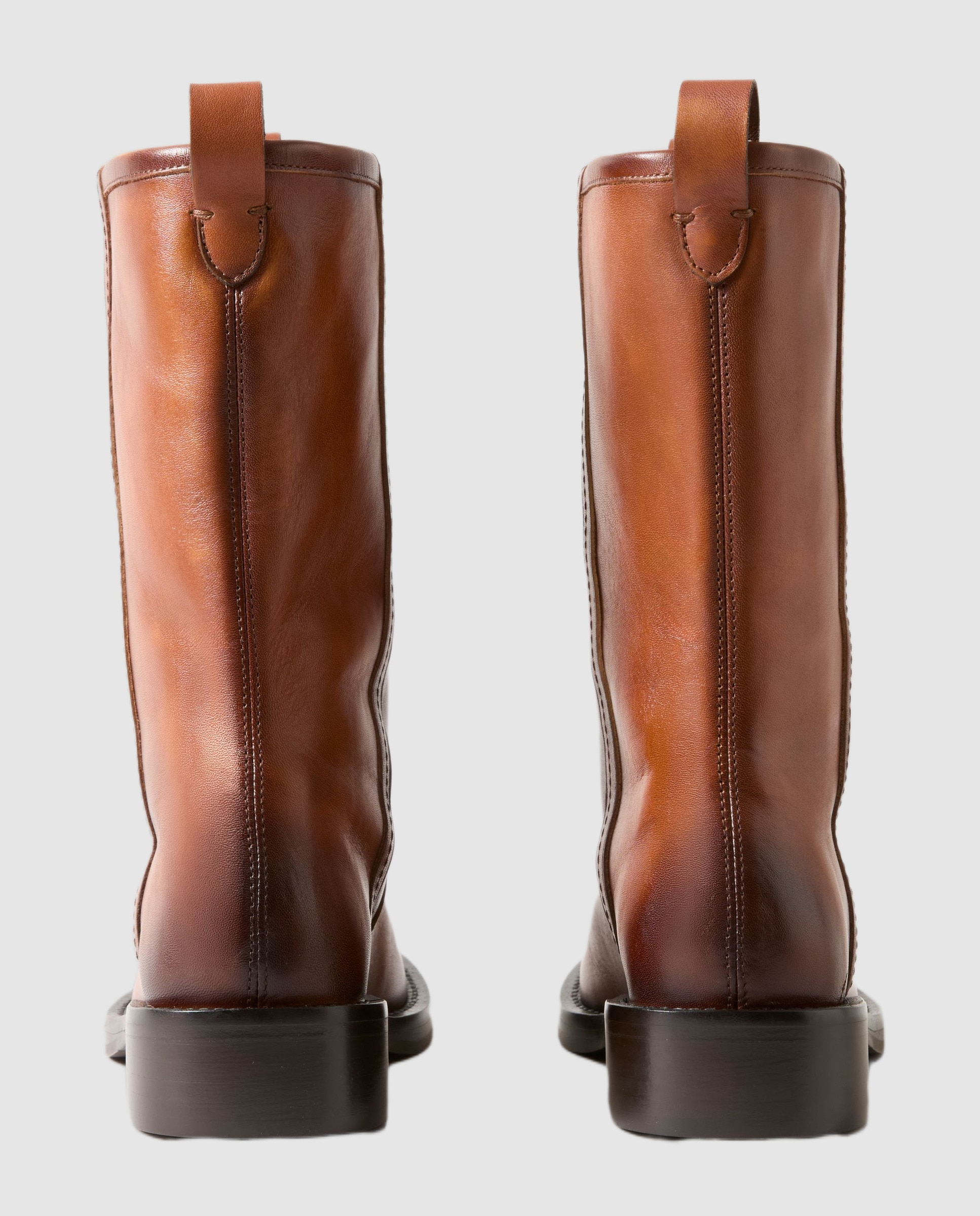 Botines cowboy de mujer de piel lisa patinada y pespuntes - Claudie Pierlot - Camel Camel-2