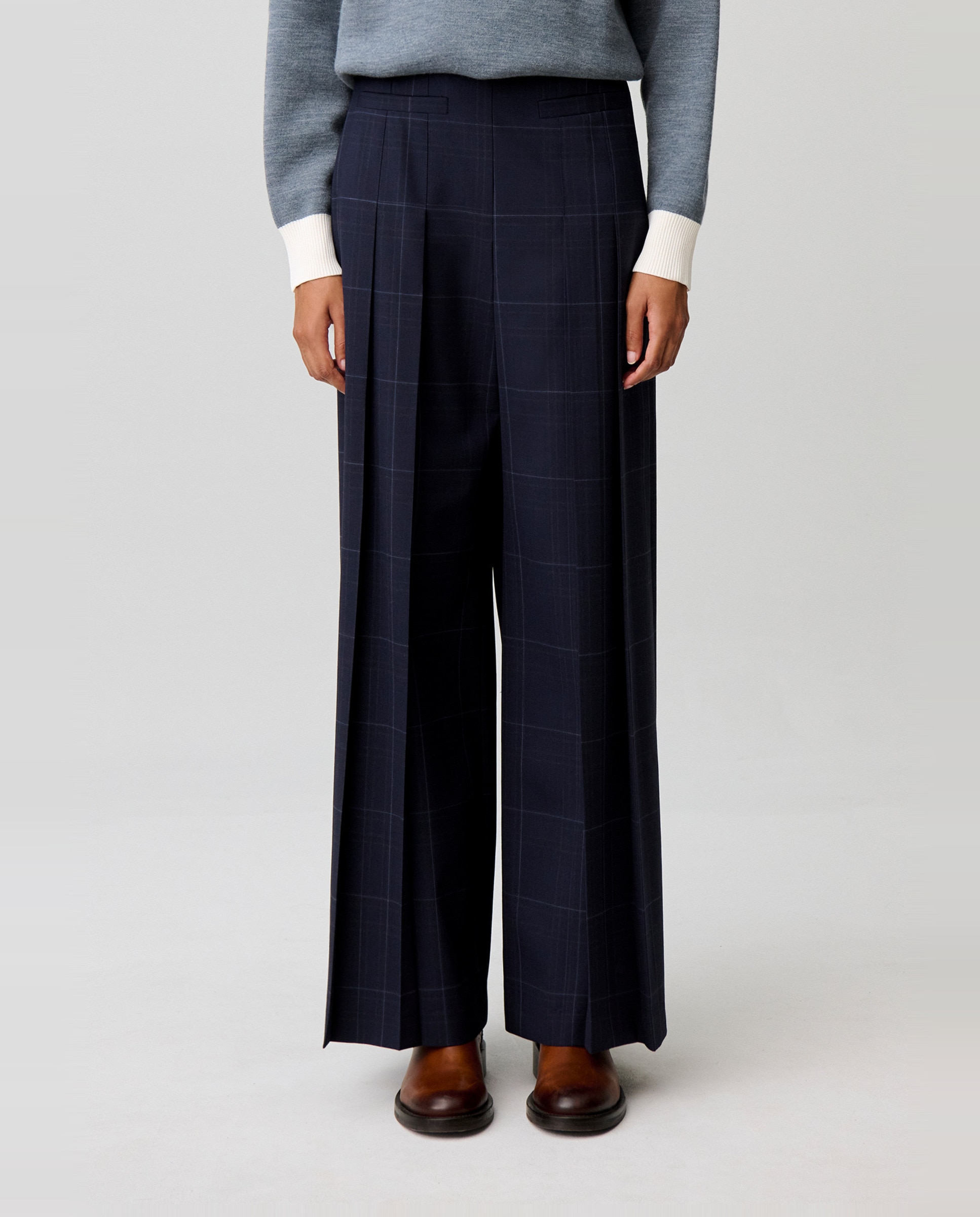 Pantalón de mujer ancho recto de cuadros - Claudie Pierlot - Multicolor Multicolor-2