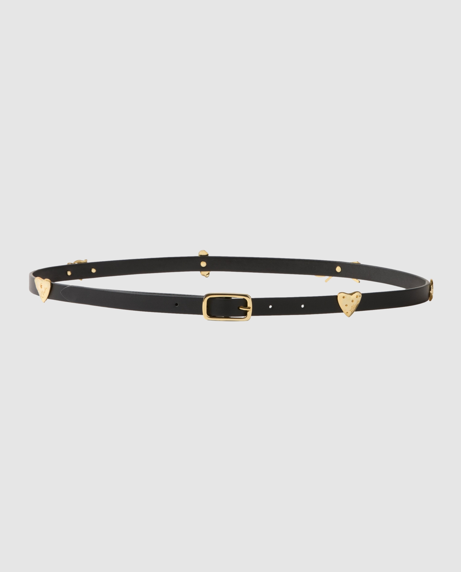 Cinturón de mujer fino de piel lisa con charms y hebilla elegante - Claudie Pierlot - Negro Negro-1
