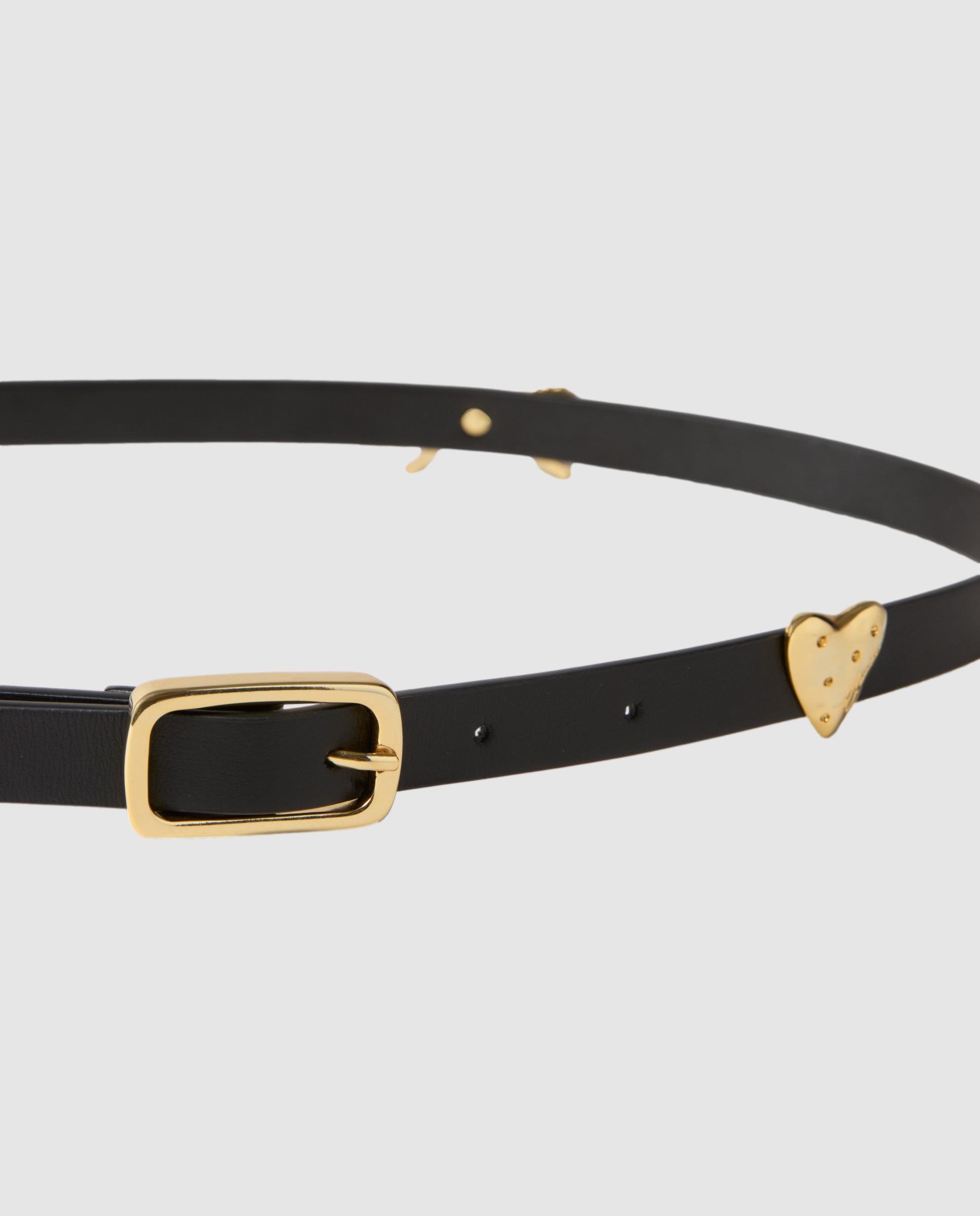 Cinturón de mujer fino de piel lisa con charms y hebilla elegante - Claudie Pierlot - Negro Negro-3