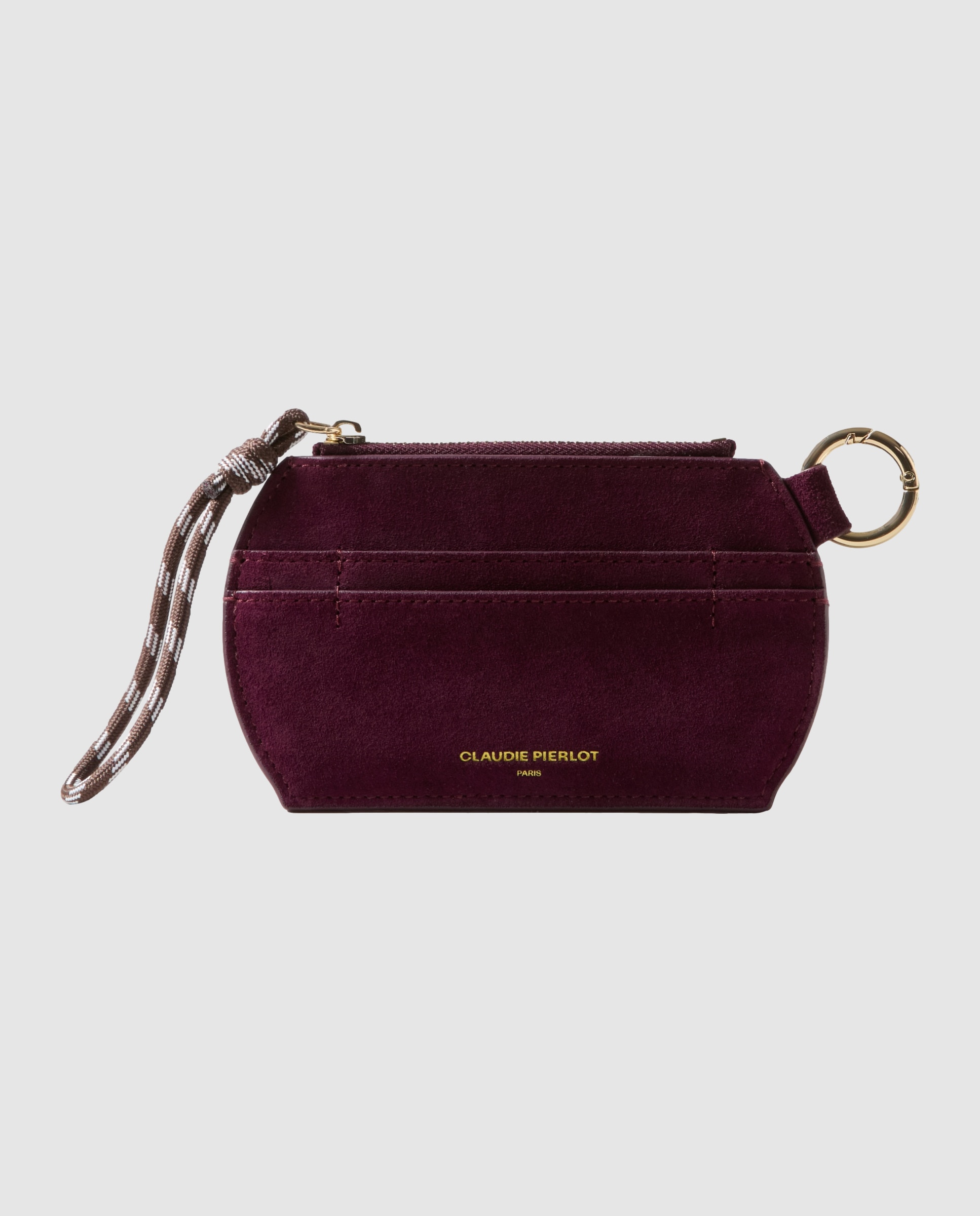 Tarjetero para mujer pequeño en ante beige con cremallera - Claudie Pierlot - Burdeos Burdeos-1
