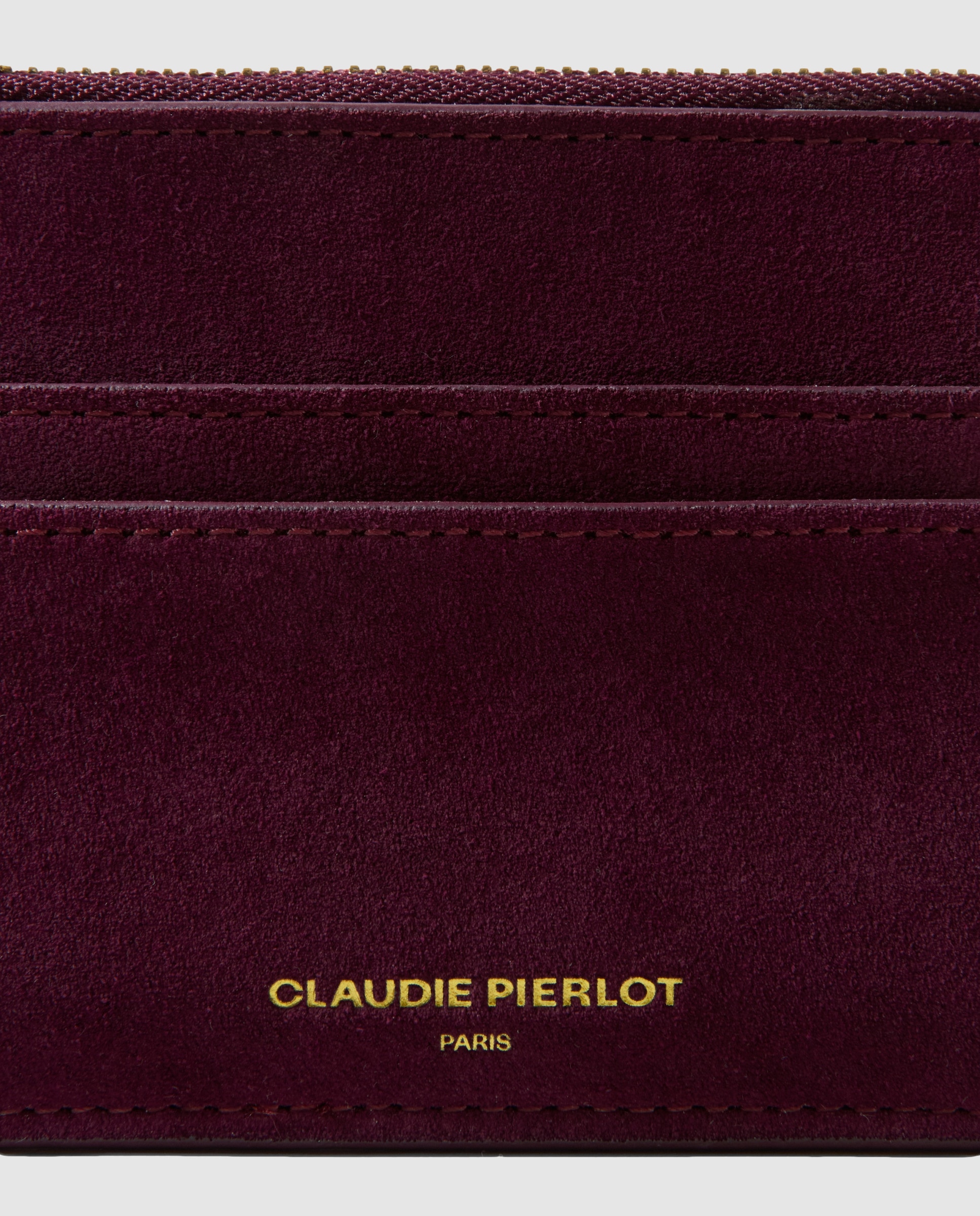 Tarjetero para mujer pequeño en ante beige con cremallera - Claudie Pierlot - Burdeos Burdeos-3