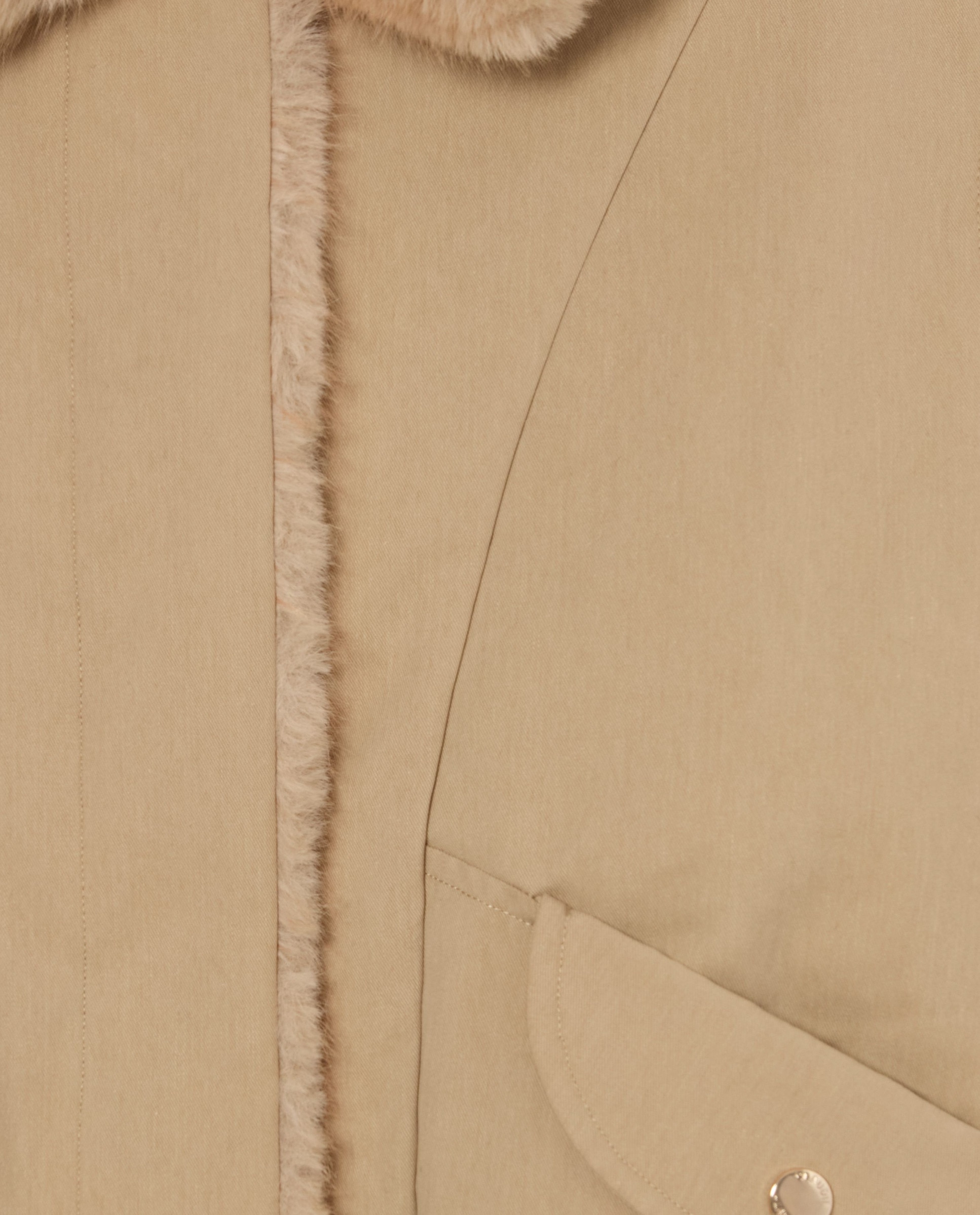 Parka de mujer corta reversible de nailon repelente al agua y pelo sintético - Claudie Pierlot - Beige Beige-6