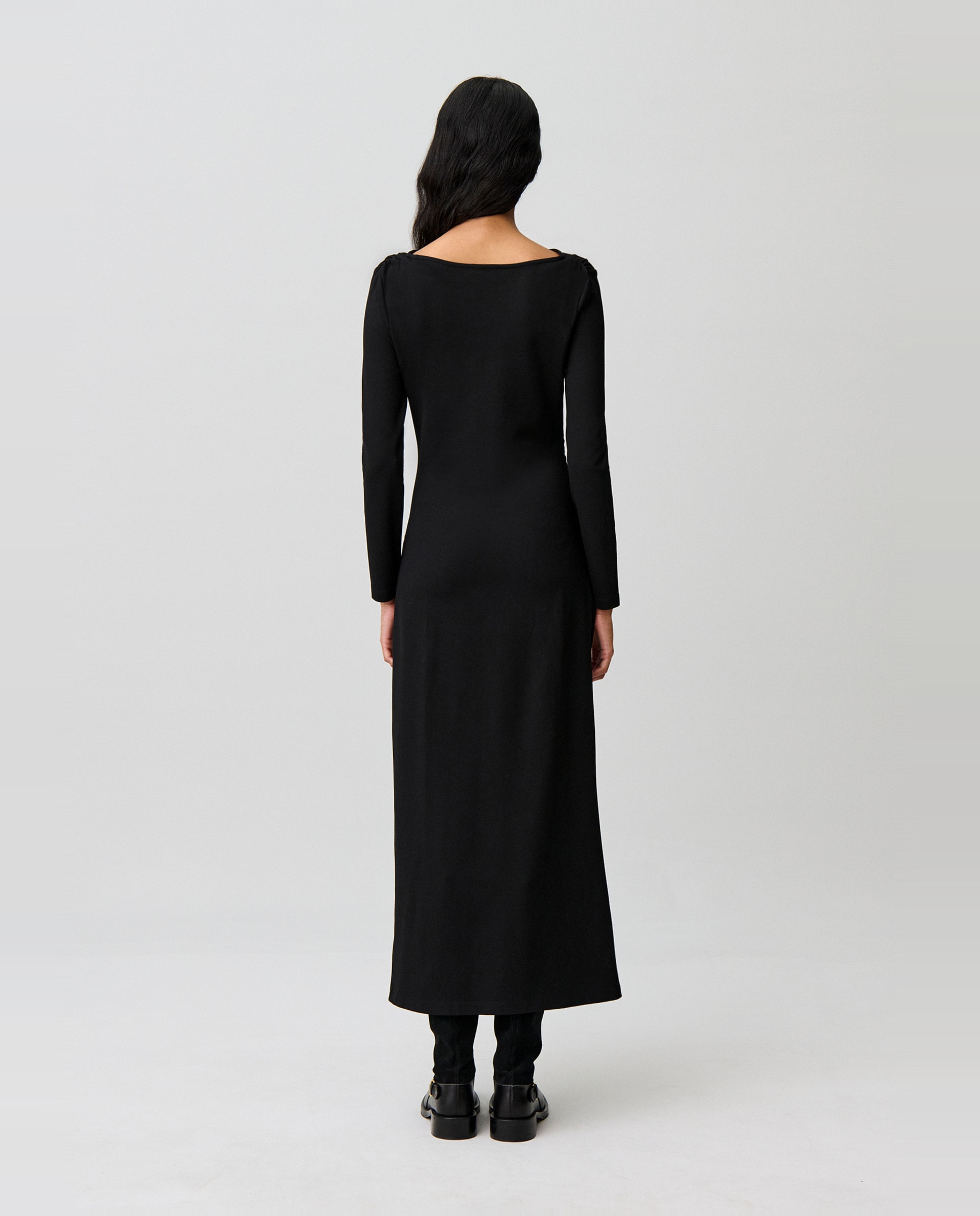 Imagen 3 de Vestido largo ajustado drapeado - Claudie Pierlot - Negro Negro