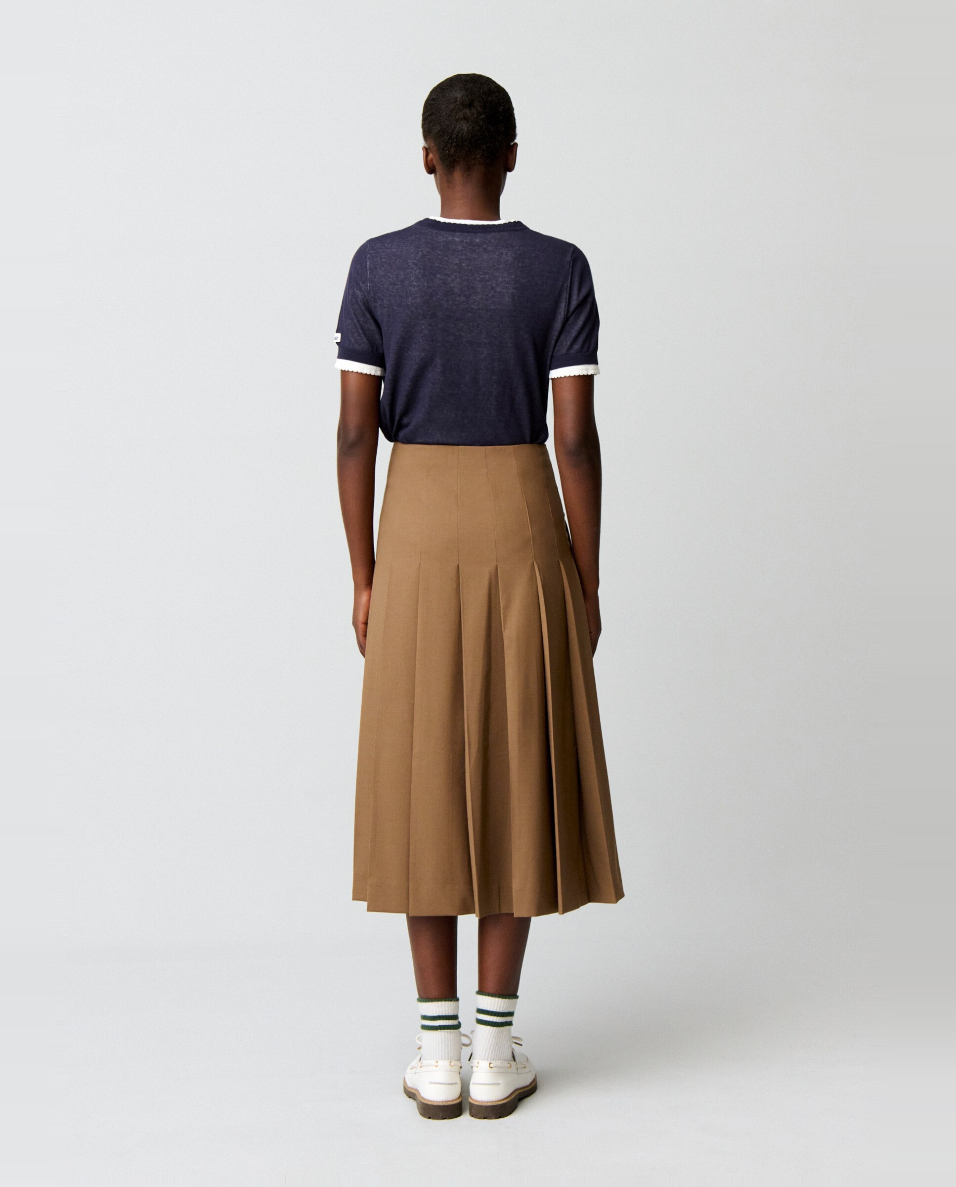 Falda midi plisada estilo marinero - Claudie Pierlot - Camel Camel-4