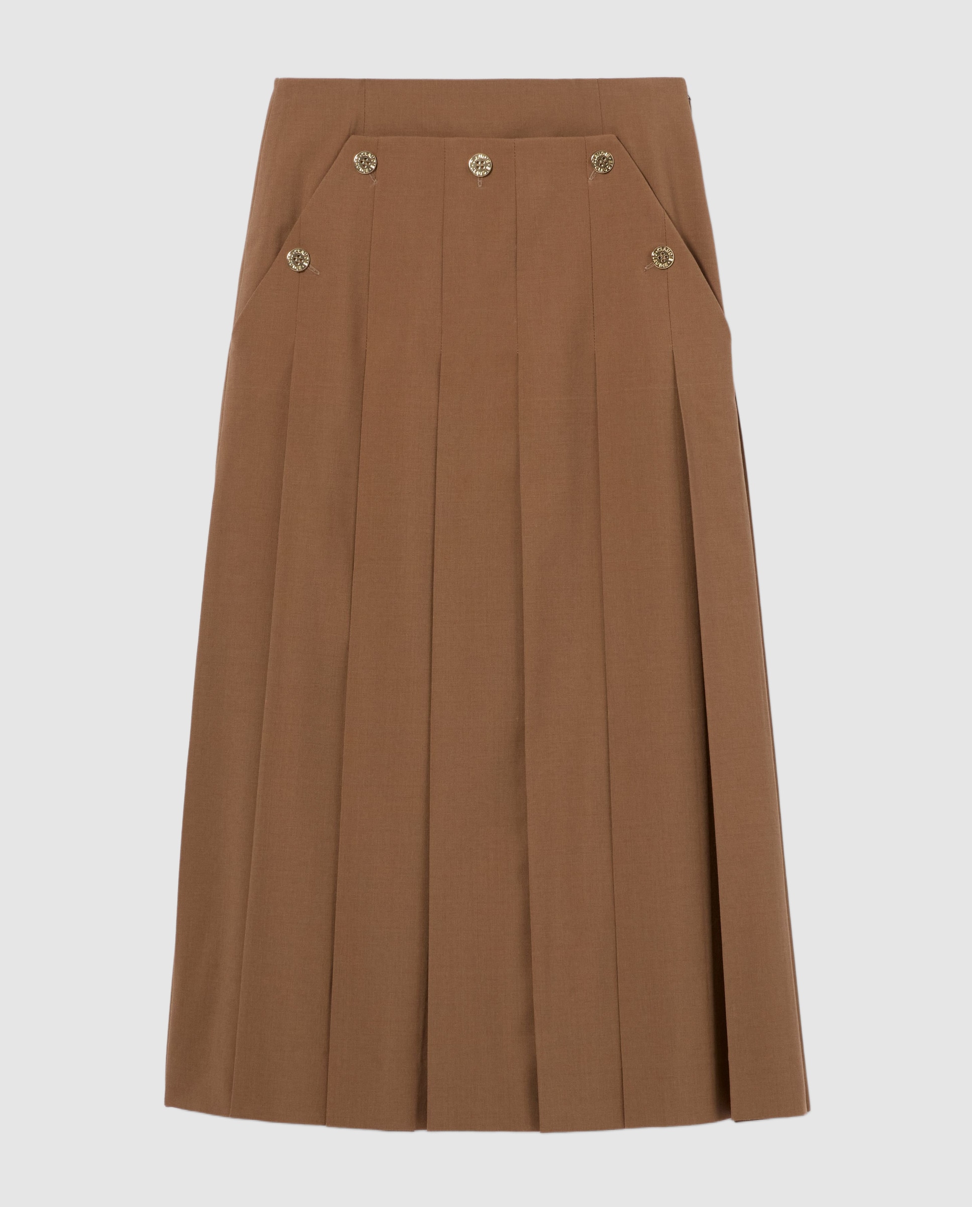 Falda midi plisada estilo marinero - Claudie Pierlot - Camel Camel-6