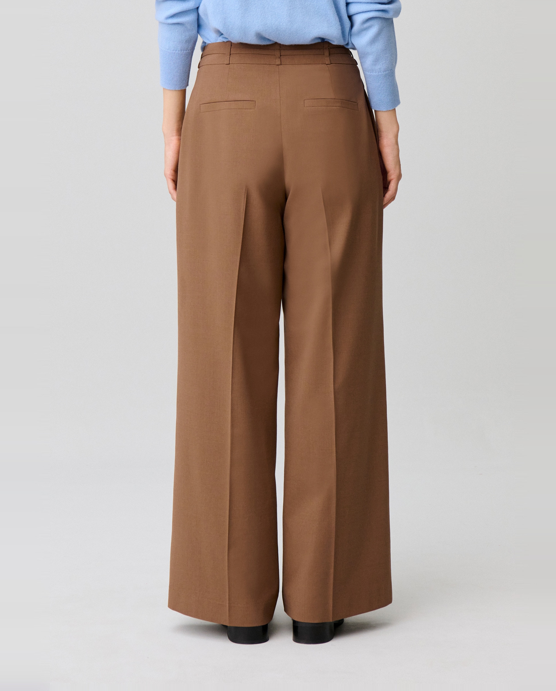 Pantalones anchos de mujer de tiro alto con lana - Claudie Pierlot - Camel Camel-3
