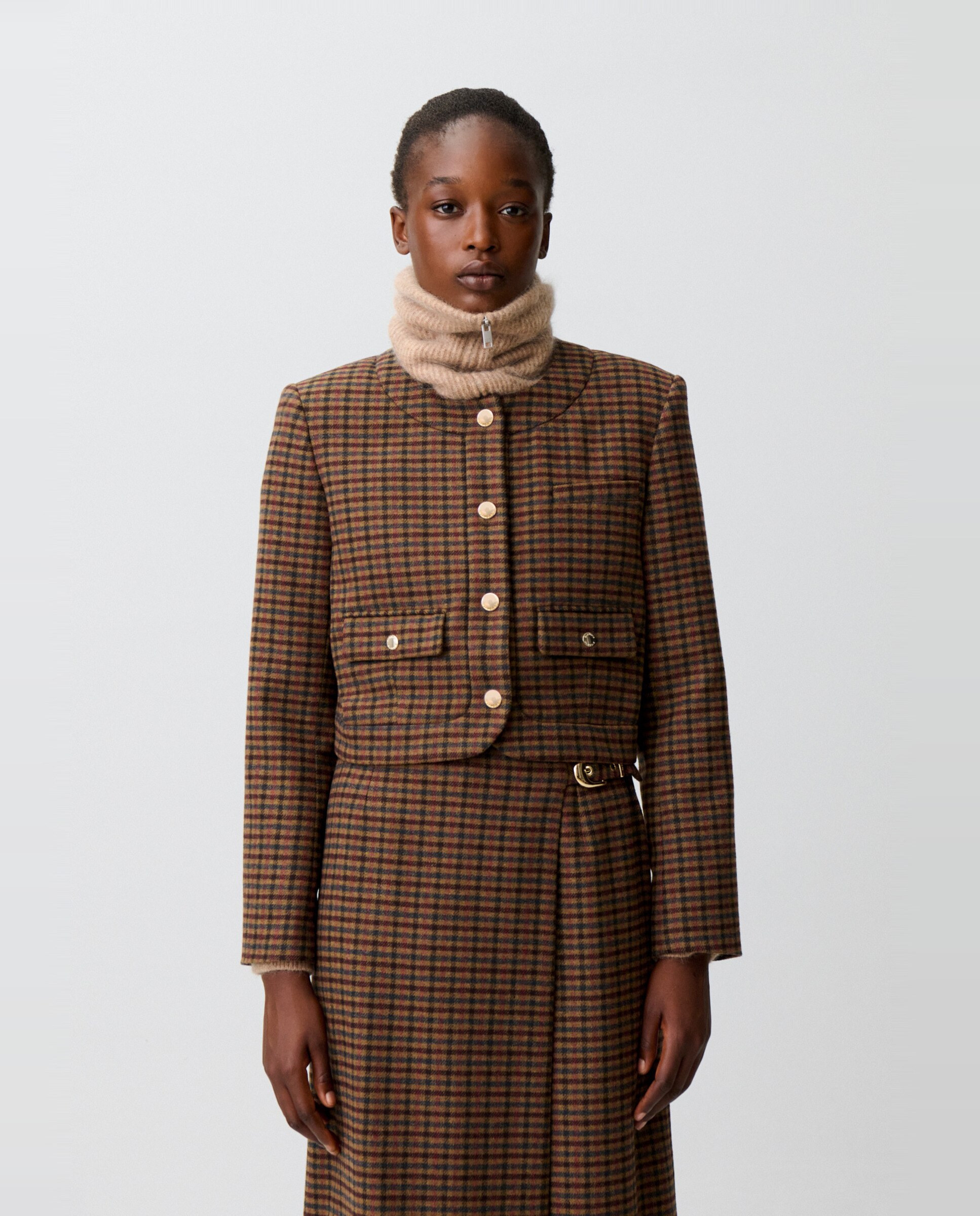Chaqueta de punto de mujer de cuadros recta - Claudie Pierlot - Multicolor Multicolor-1