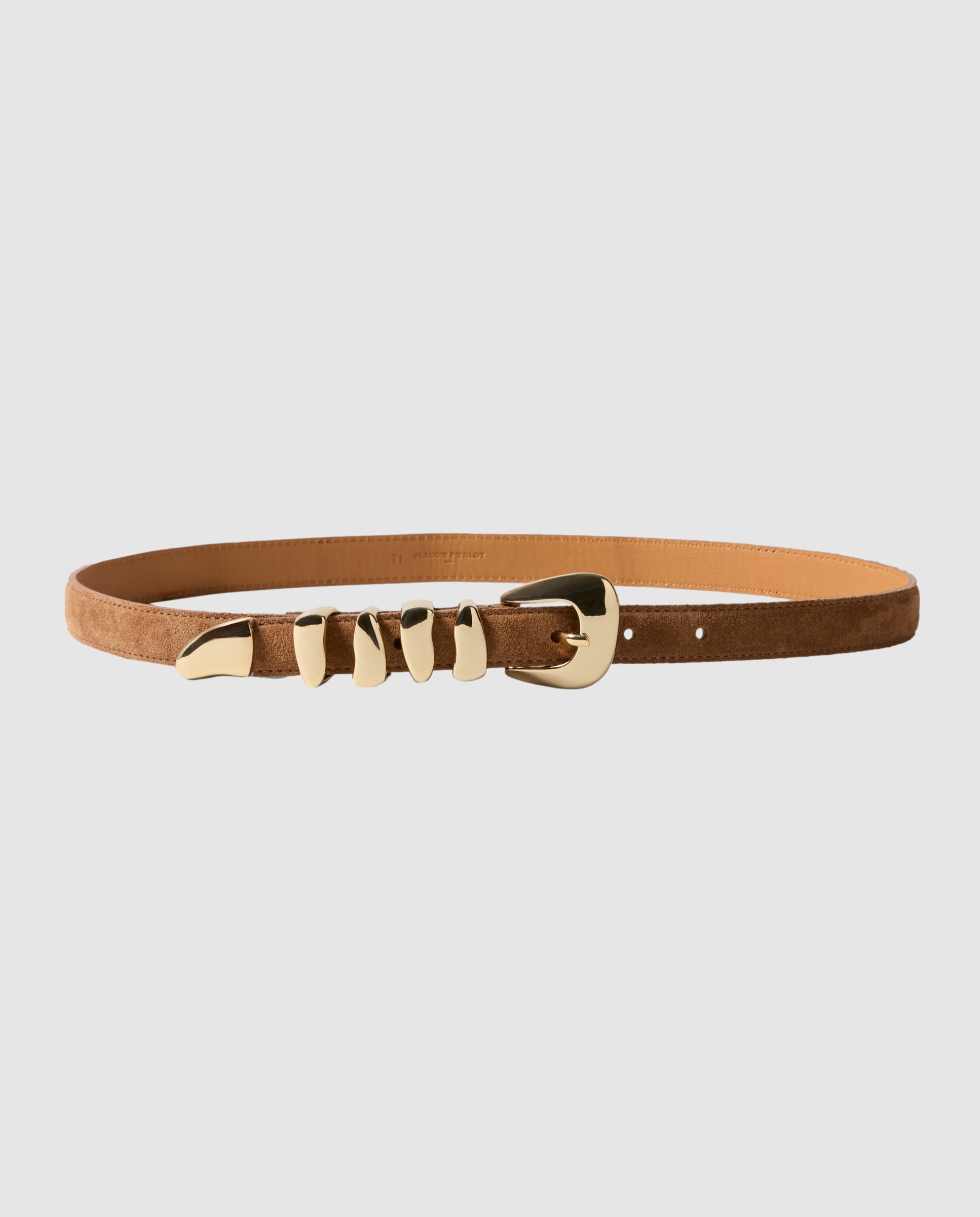 Cinturón en piel lisa para mujer con hebilla orgánica - Claudie Pierlot - Camel Camel-1