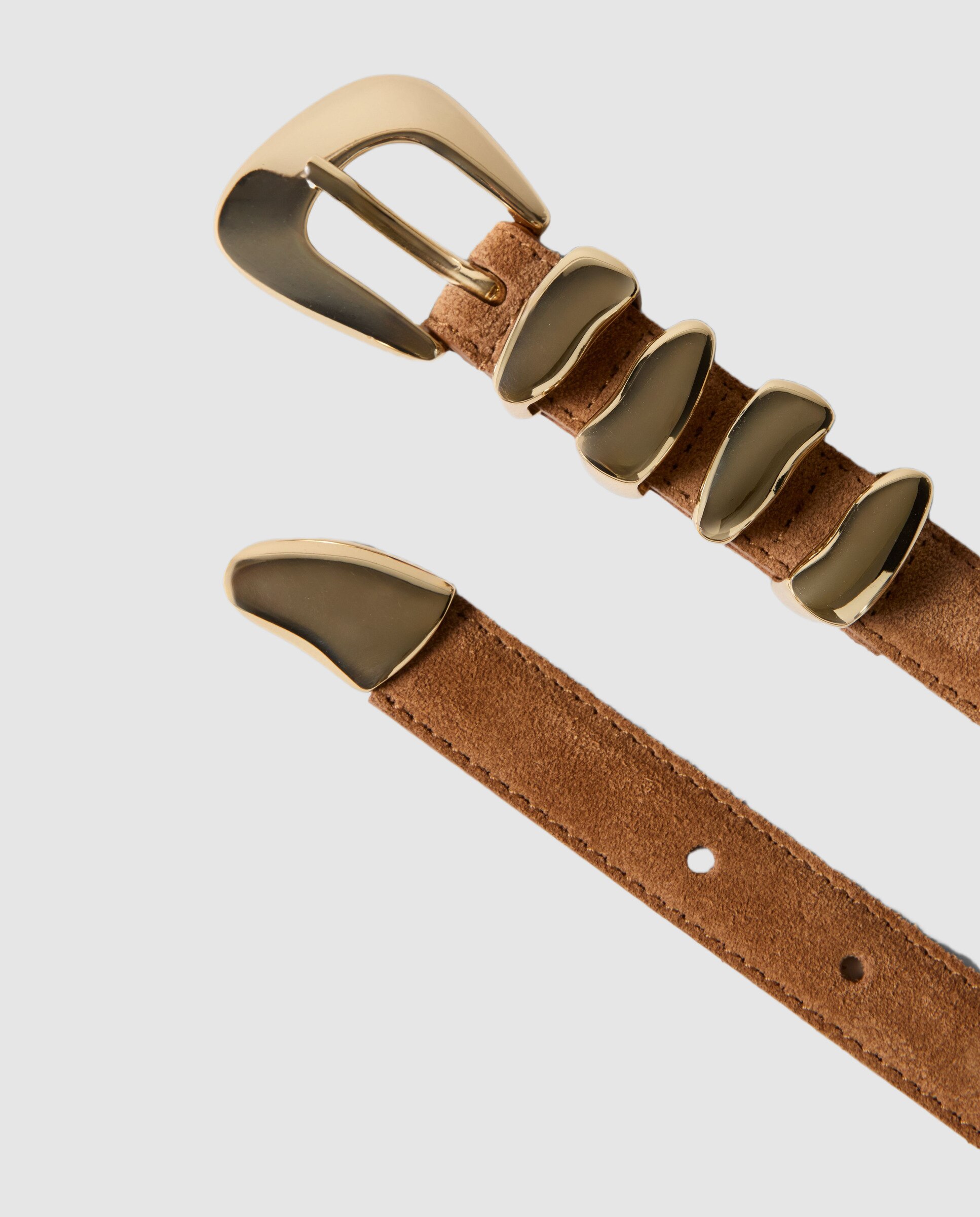 Cinturón en piel lisa para mujer con hebilla orgánica - Claudie Pierlot - Camel Camel-3