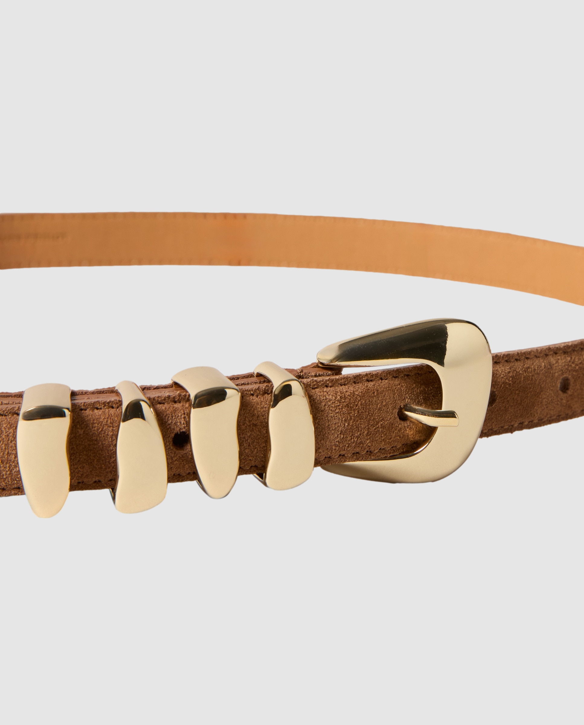 Cinturón en piel lisa para mujer con hebilla orgánica - Claudie Pierlot - Camel Camel-4