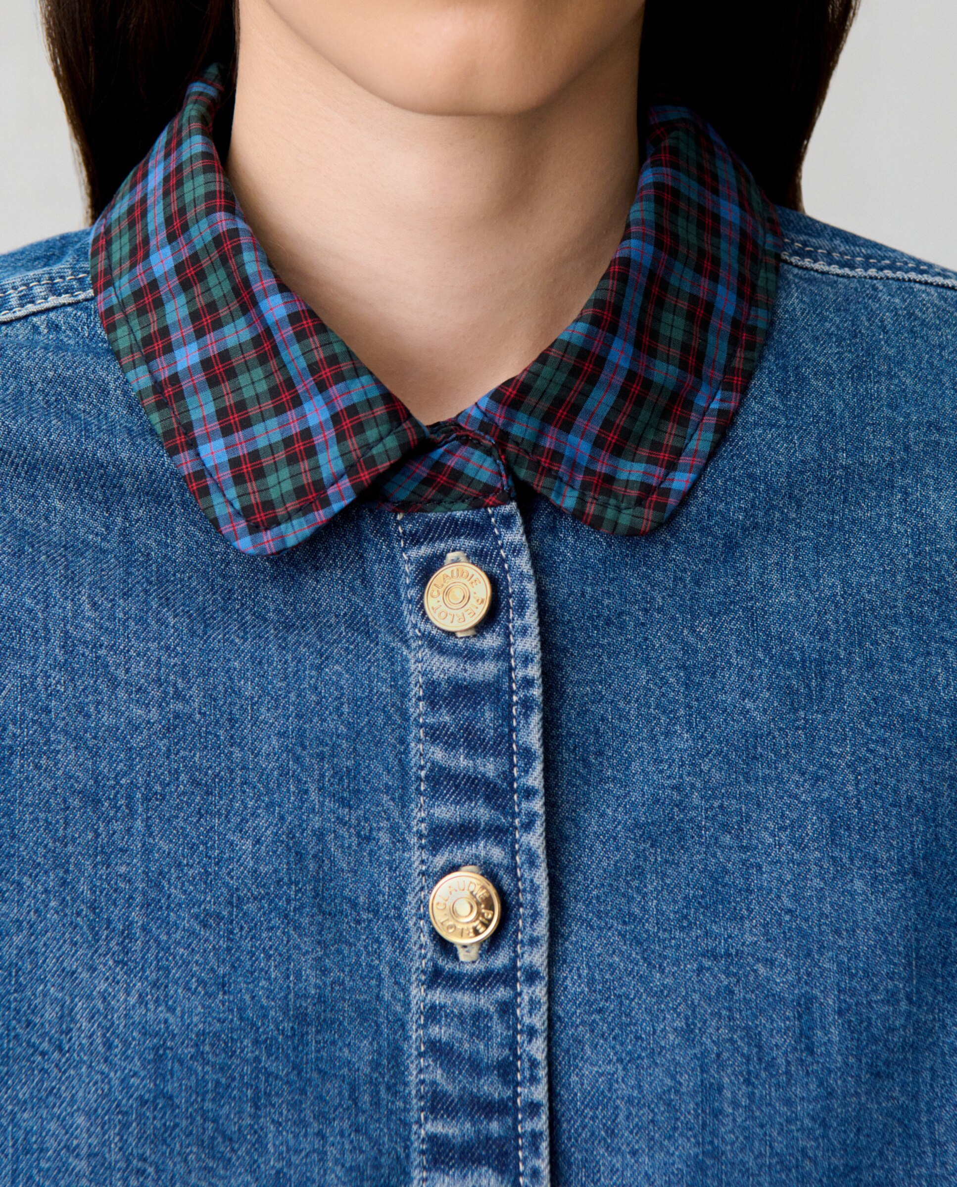 Camisa de mujer en denim 100% algodón corta ancha - Claudie Pierlot - Azul Azul-5