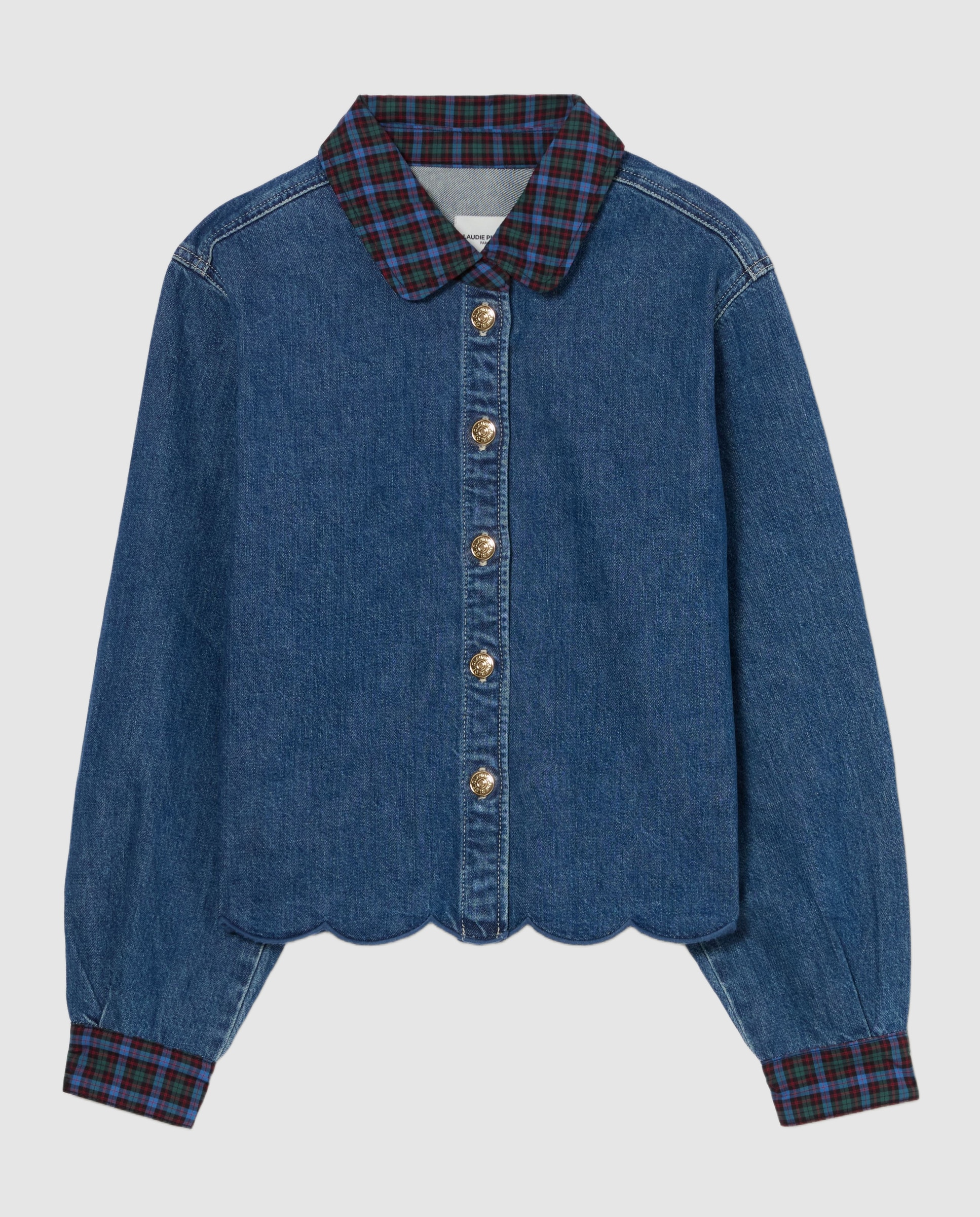Camisa de mujer en denim 100% algodón corta ancha - Claudie Pierlot - Azul Azul-6