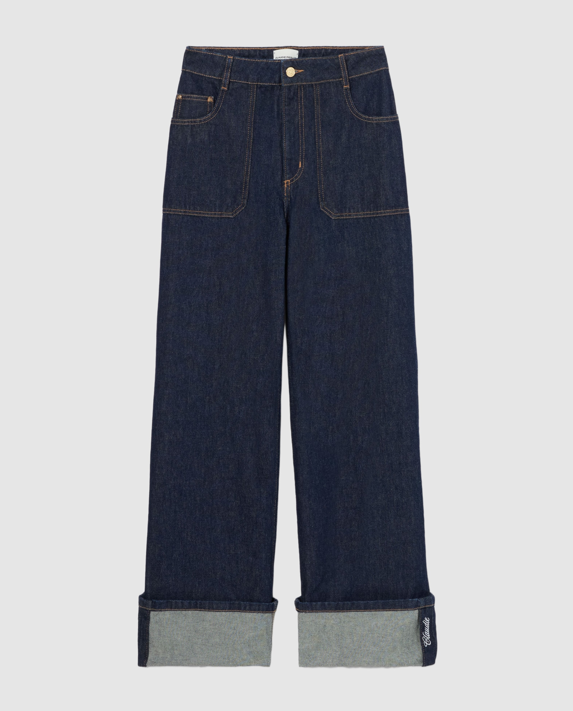 Vaquero de mujer ancho recto con bordado - Claudie Pierlot - Azul Azul-5