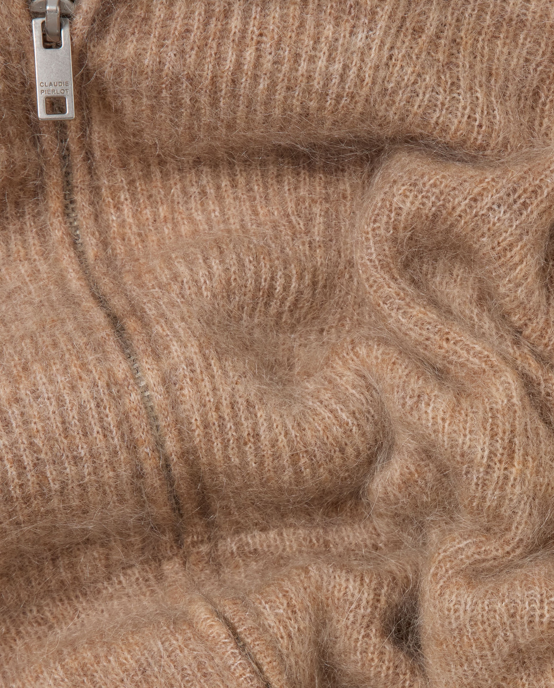 Cárdigan de punto con cremallera de mujer cuello camionero efecto cepillado - Claudie Pierlot - Camel Camel-7