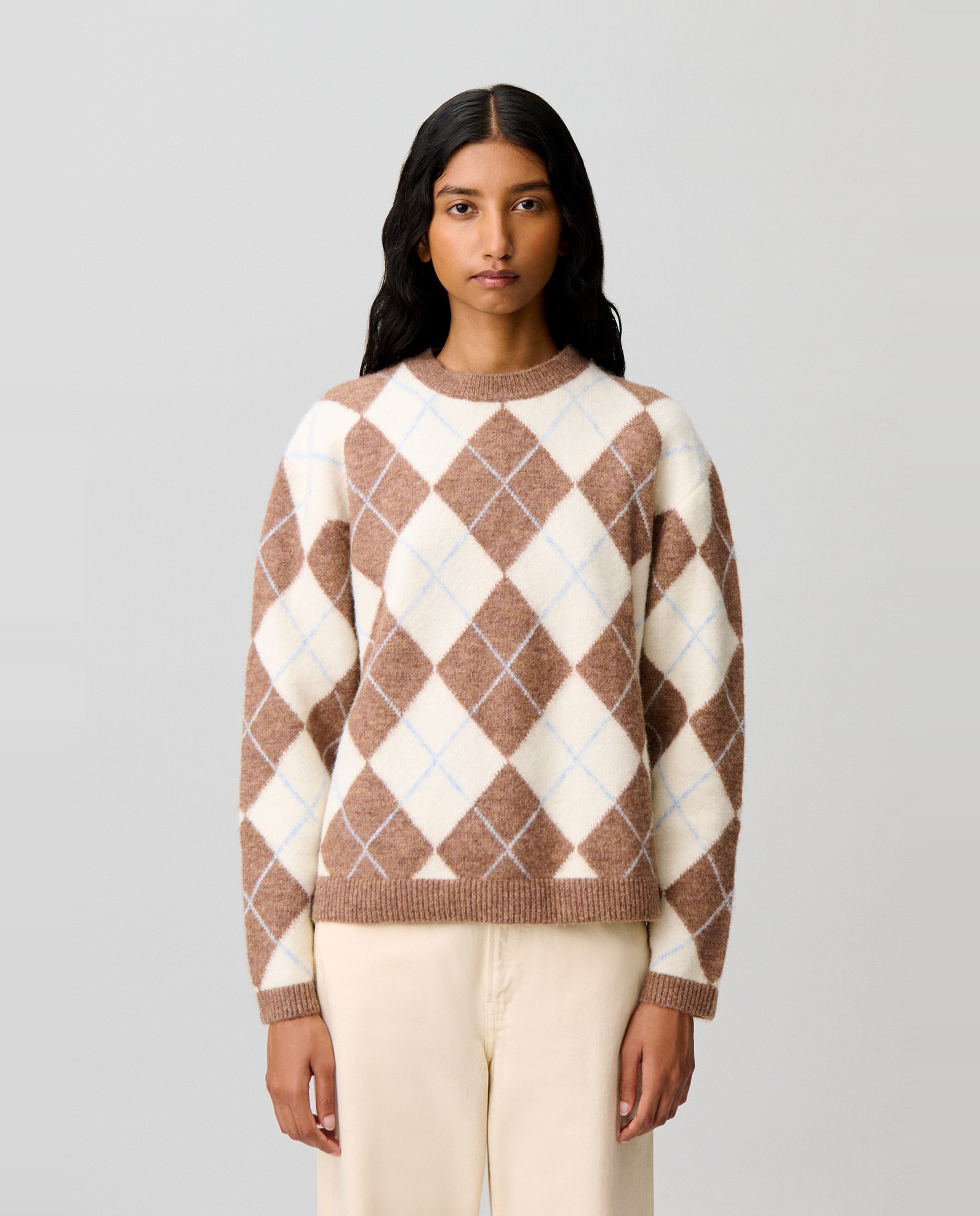 Jersey de punto de mujer con motivo argyle multicolor y corte recto - Claudie Pierlot - Multicolor Multicolor-1