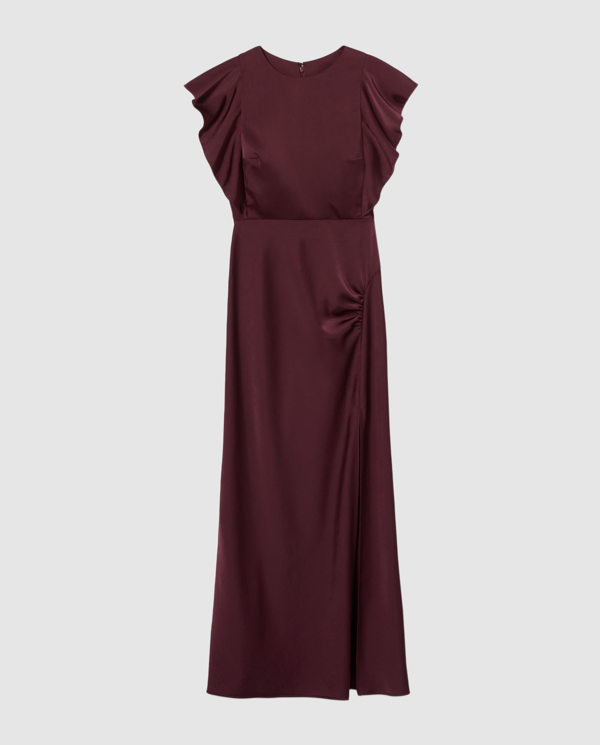 Vestido largo fluido satinado con abertura - Claudie Pierlot - Rojo Rojo-6