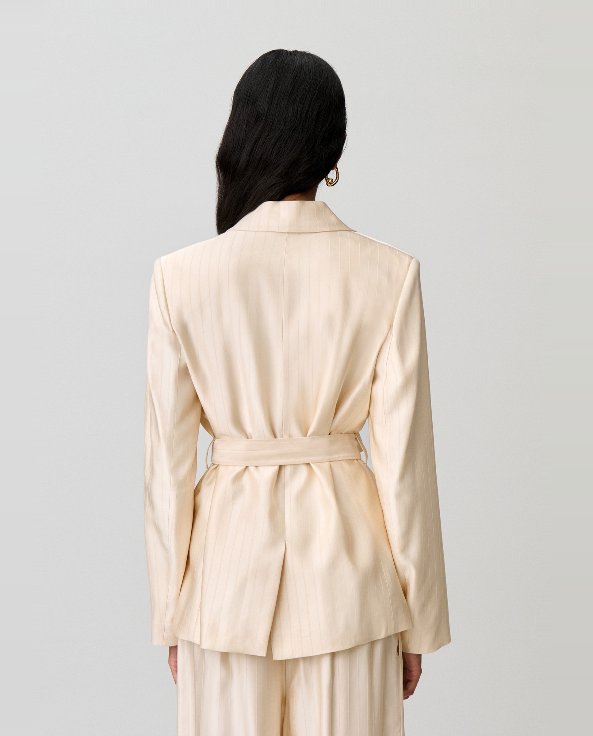 Blazer de mujer sastre satinado con cinturón desmontable - Claudie Pierlot - Beige Beige-2