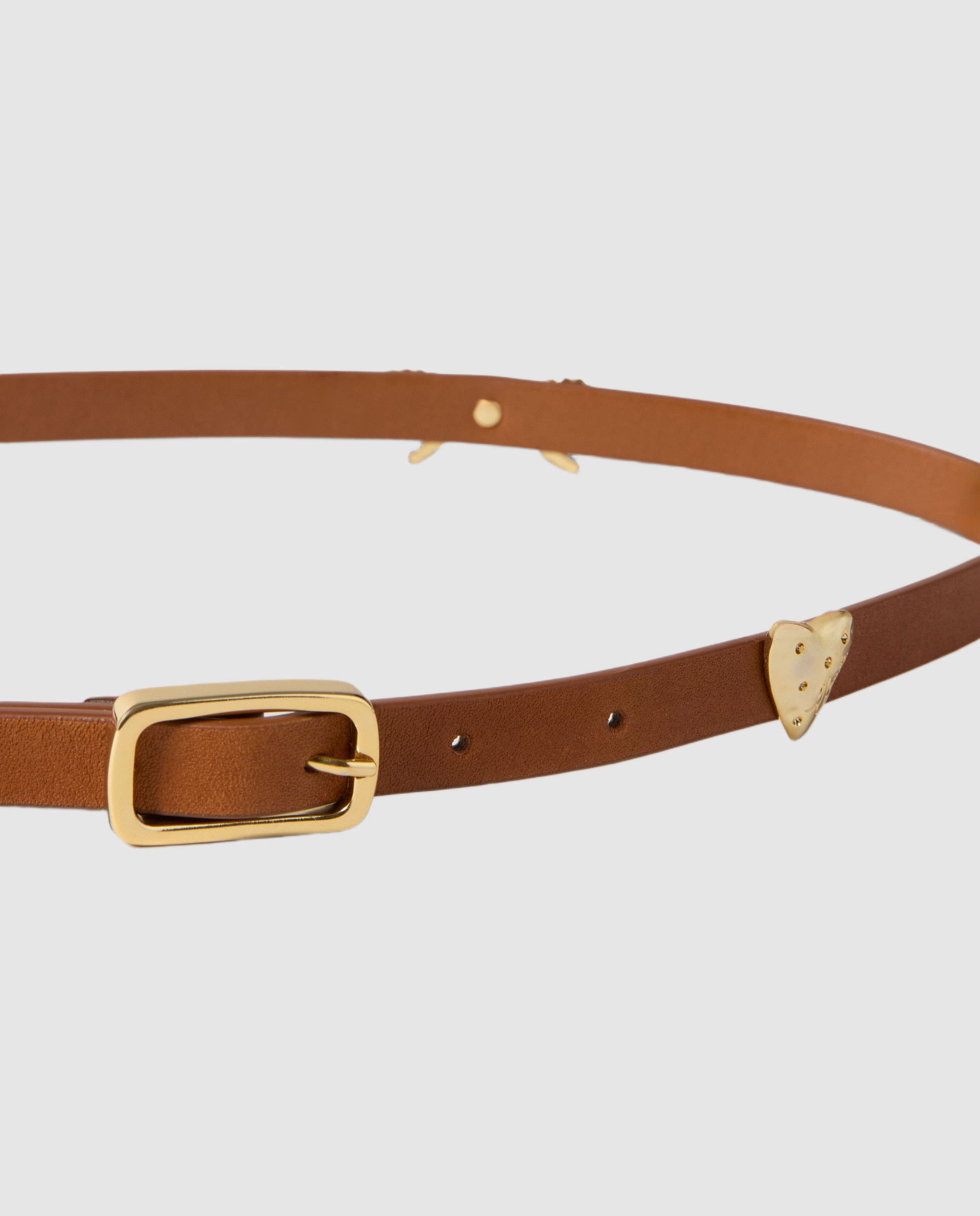Cinturón de mujer fino de cuero vegetal con charms - Claudie Pierlot - Camel Camel-2